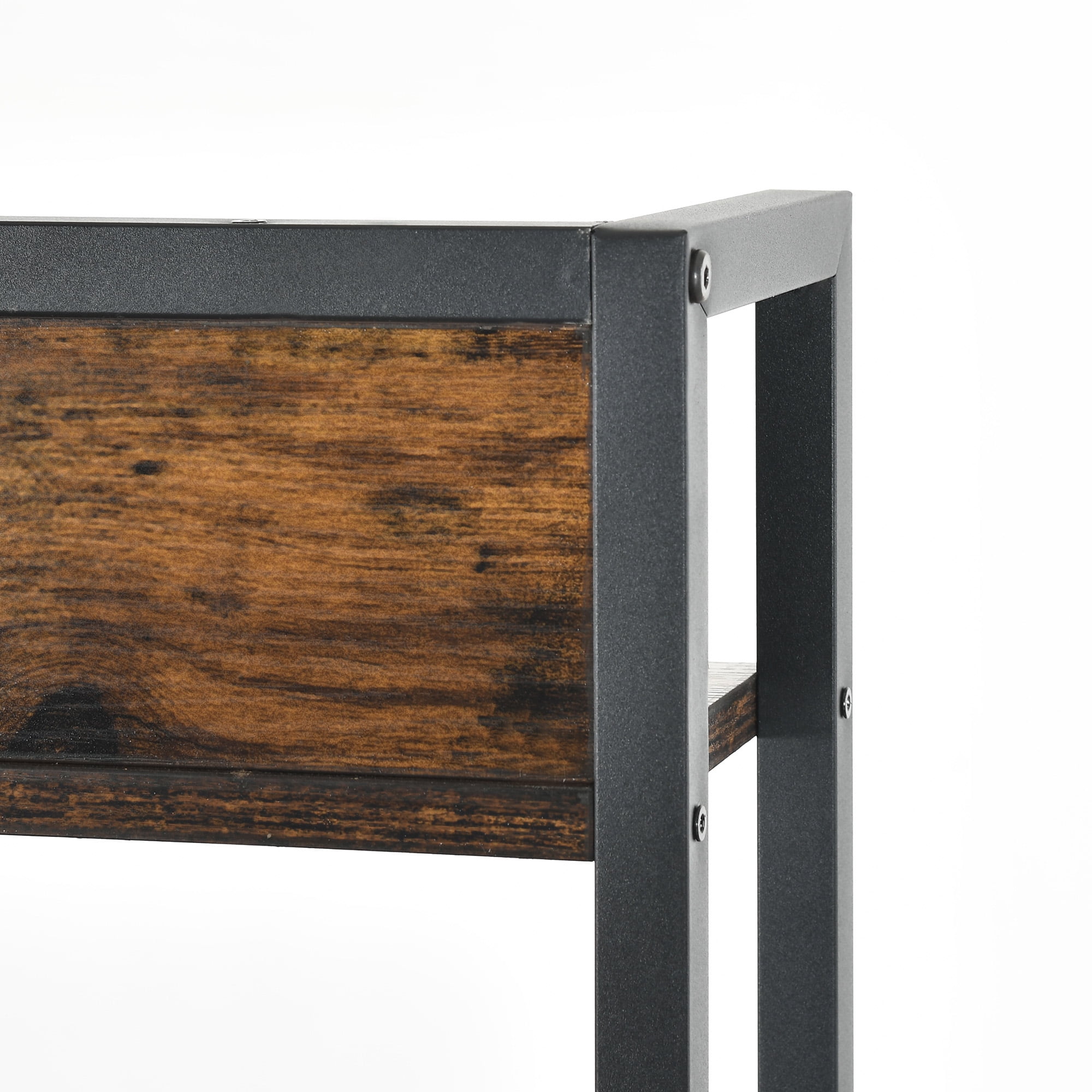 Uforic 59 "Computer Desk with Power Outlets & LED Light, Office Desks with Hutch & Monitor Stand, Gaming Desk Executive Desk with Storage Shelves for Home Office , Brown - Image 4