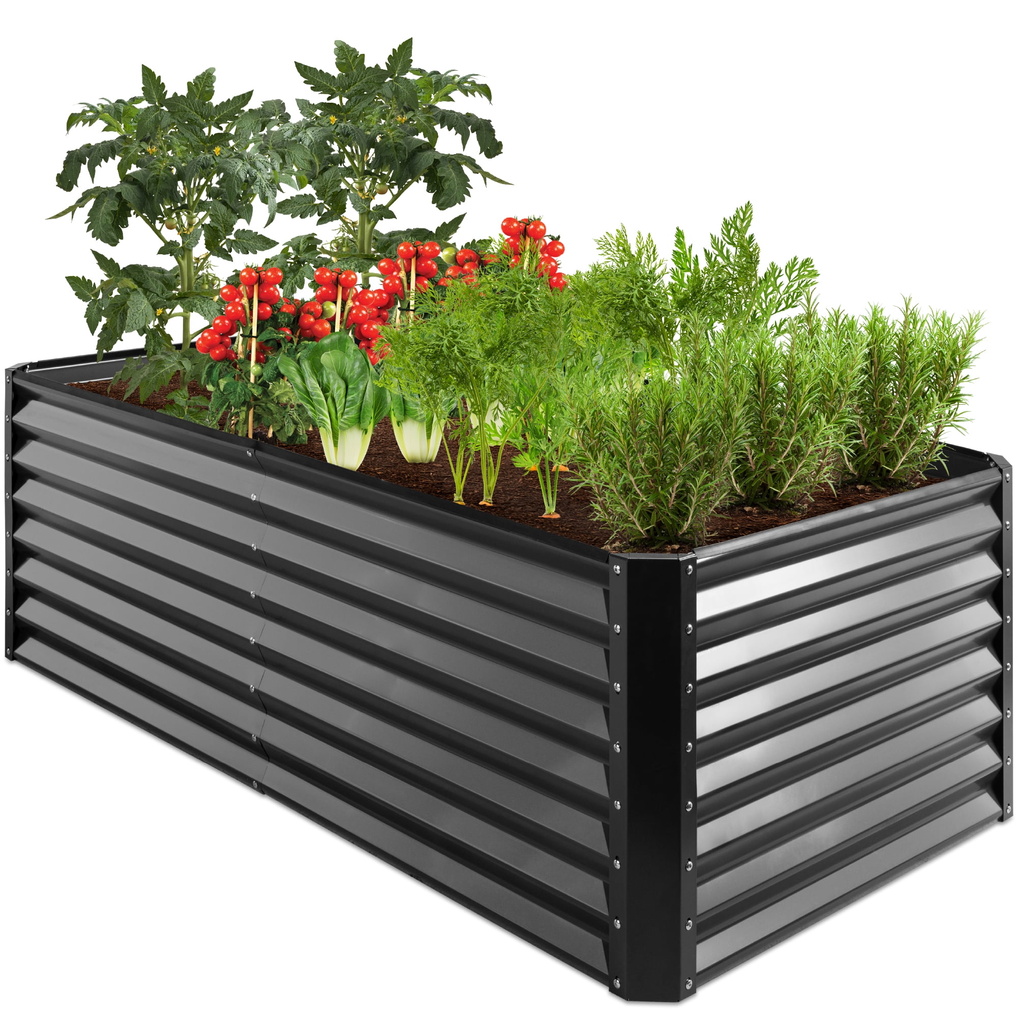 Best Choice Products 6x3x2ft Outdoor Metal Raised Garden Bed, Planter Box for Vegetables, Flowers, Herbs - Gray - Image 4