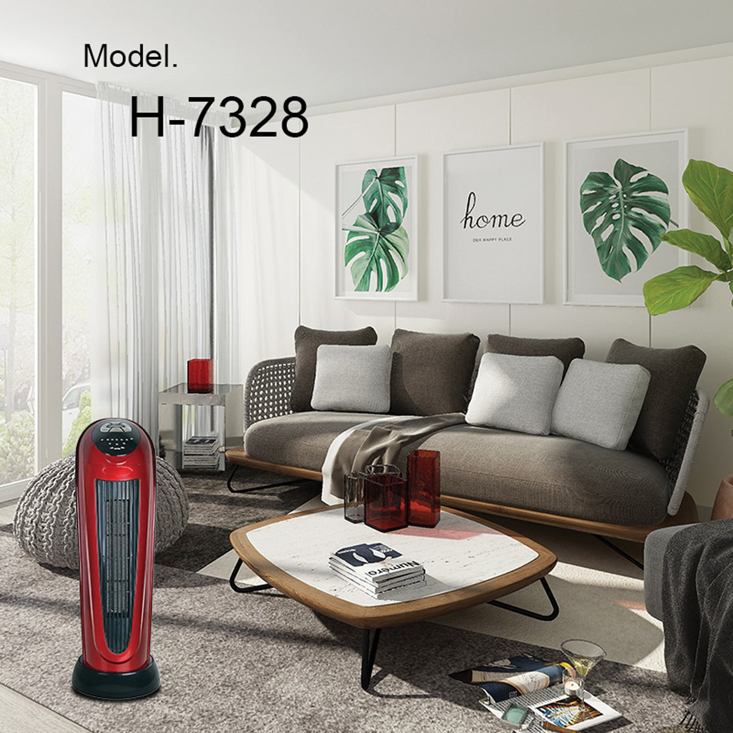 Optimus Portable Electric 22 Inch Oscillating Tower Ceramic Space Heater - Image 5