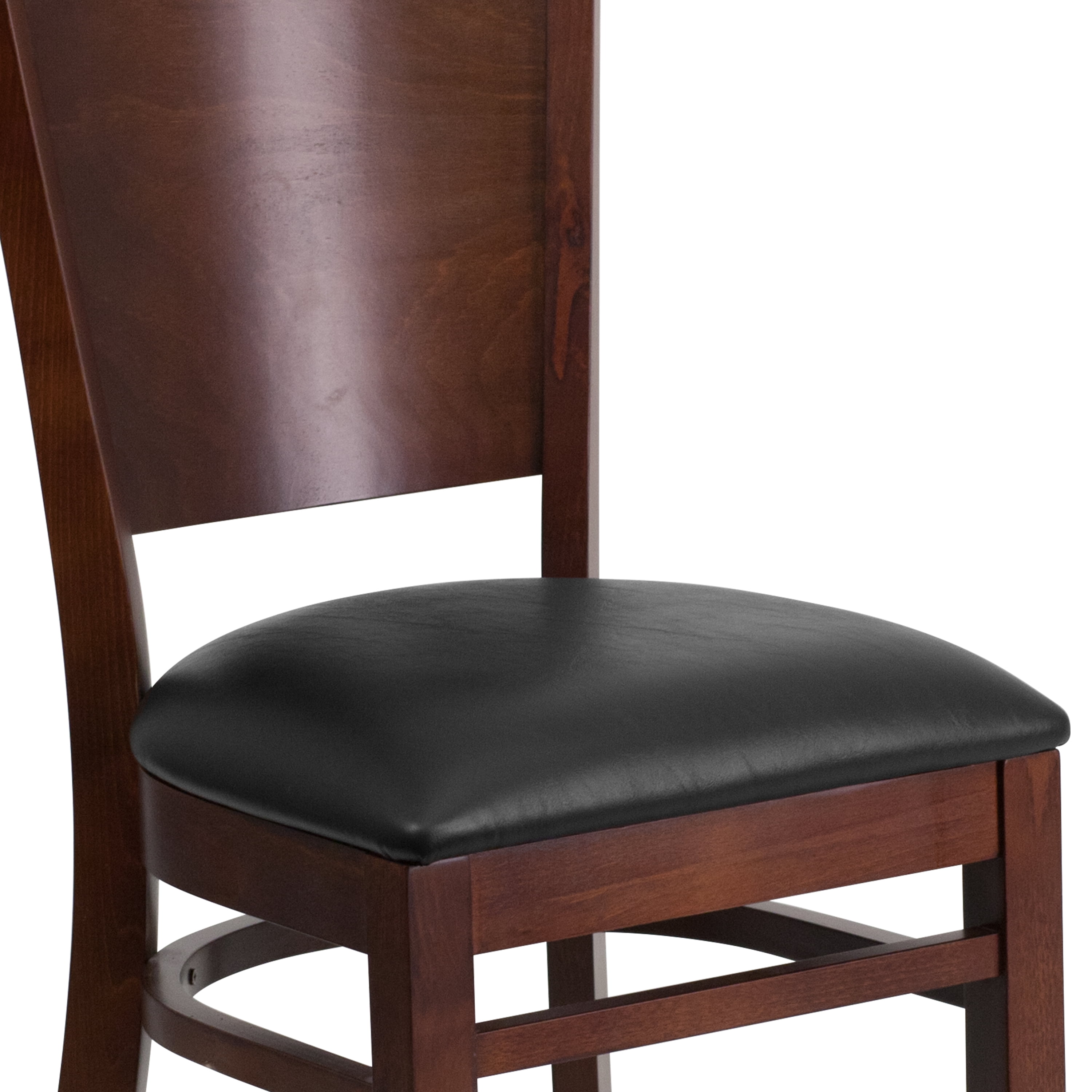 Flash Furniture Lacey Series Solid Back Walnut Wood Restaurant Chair - Black Vinyl Seat - Image 8