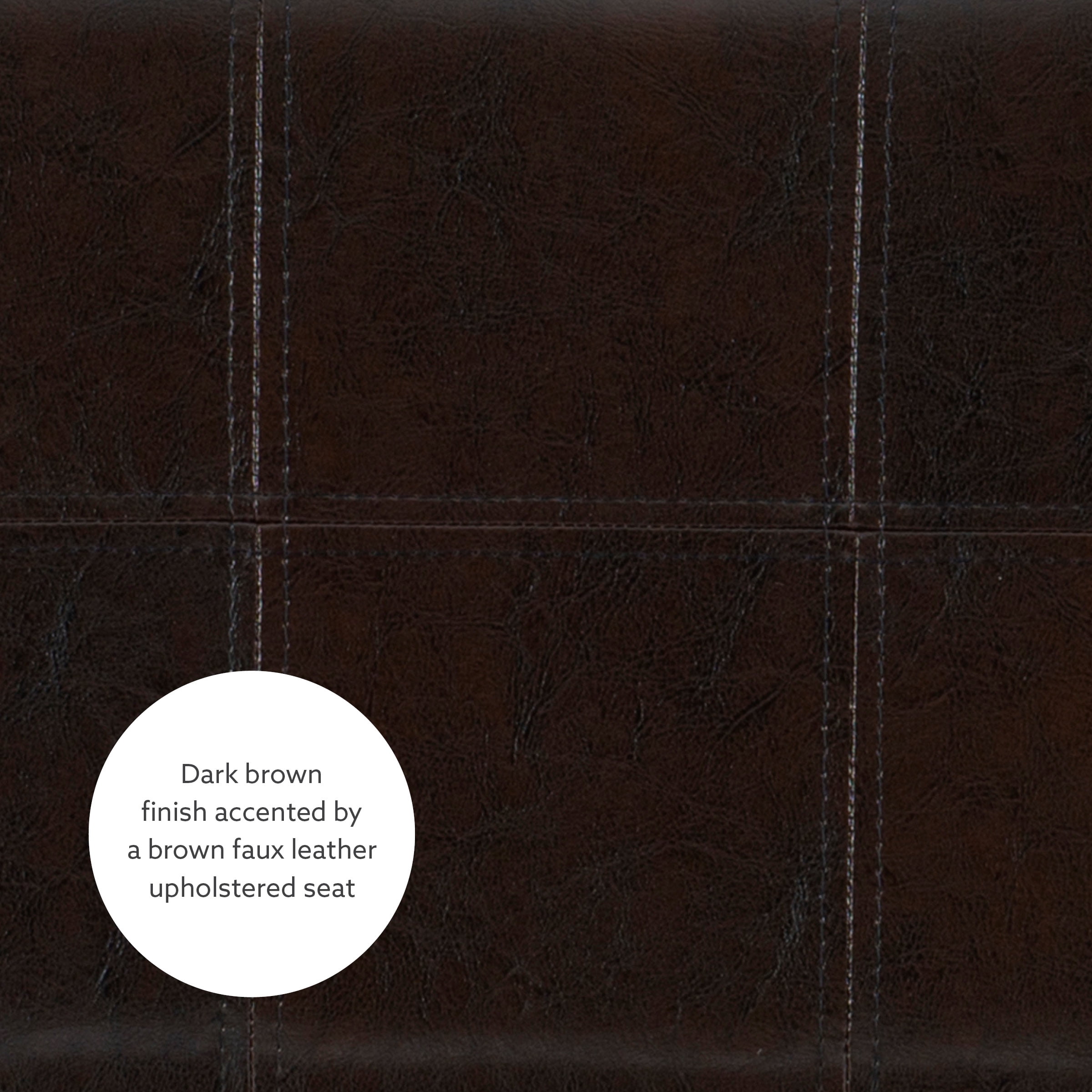 Linon Claridge 26" Backless Indoor Wood Counter Stool, Dark Brown/Brown Faux Leather, 1 Stool - Image 11