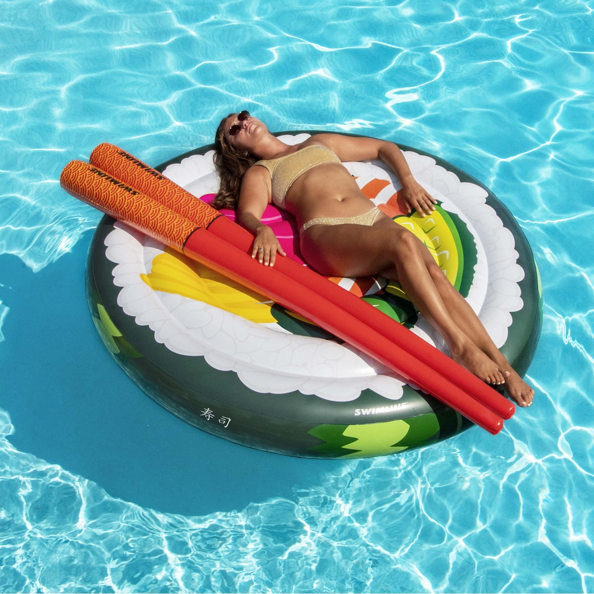 Swimline Sushi Roll Pool Lounger with Chopstick Doodles Combo Pack - Image 2