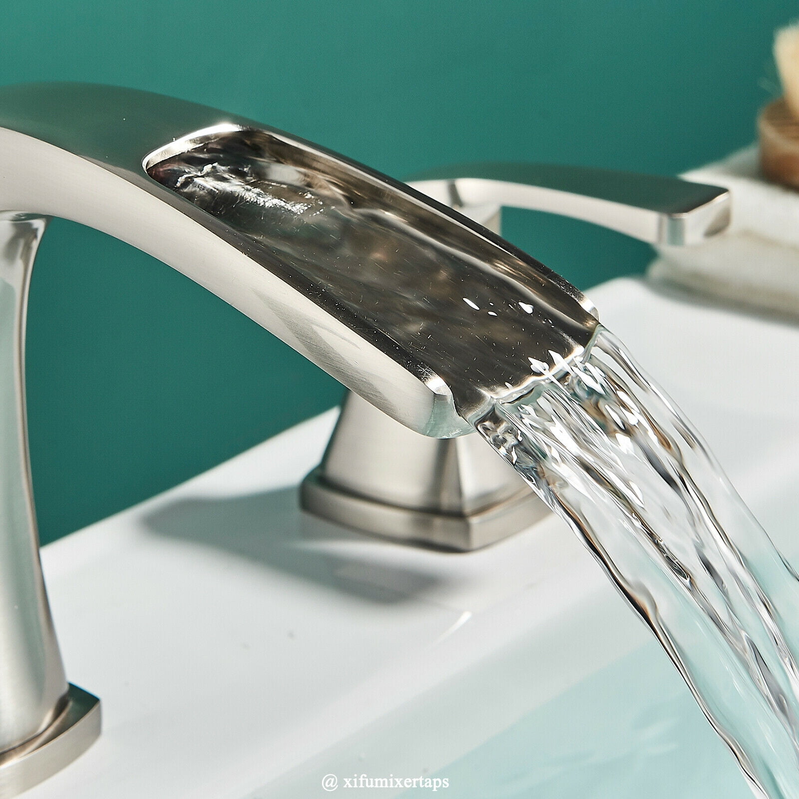 Zovajonia 8 Widespread Waterfall Bathroom Sink Faucet 3 hole Vanity Mixer Brushed Nickel - Image 11