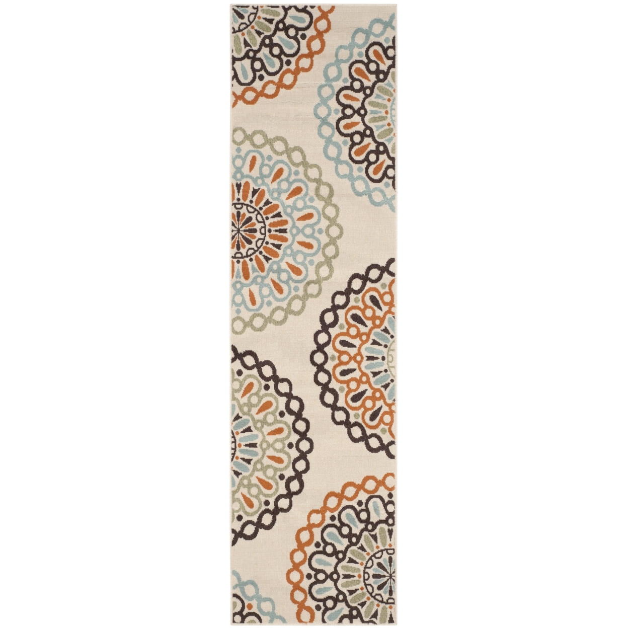 SAFAVIEH Veranda Axum Geometric Indoor/Outdoor Area Rug, 6'7" x 6'7" Square, Cream/Terracotta - Image 3