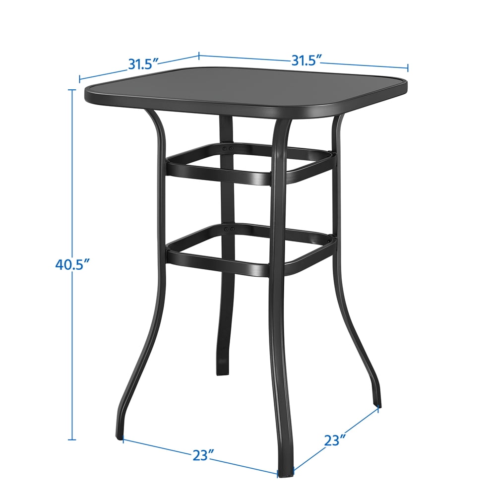 Renwick Outdoor 31.5" x 31.5" x 40.5" Square Metal Bistro Table with Tabletop, Black - Image 4