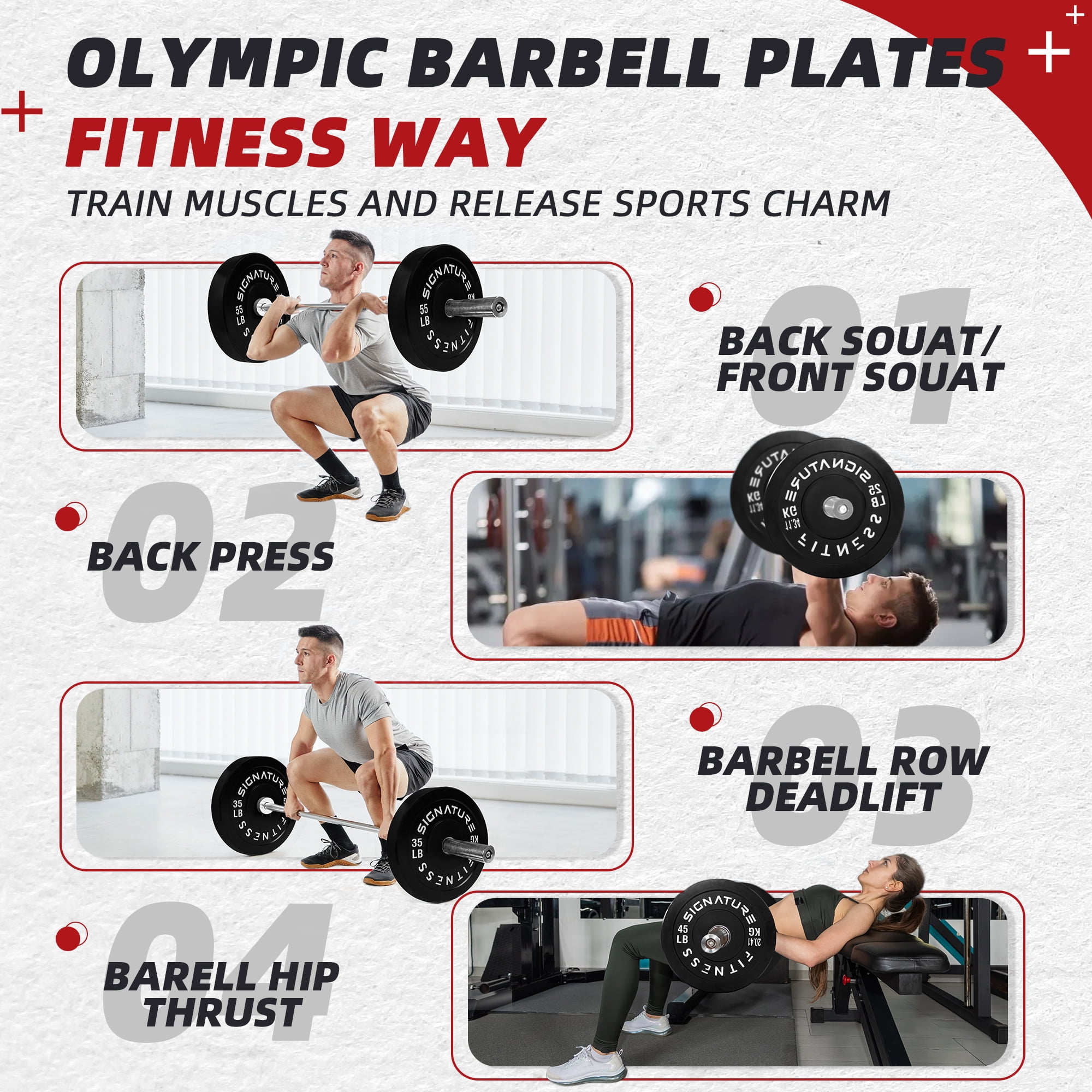 BalanceFrom 35LB Pair Black Olympic Bumper Plates, 100% Virgin Rubber, Low Odor, 2-Inch Hole, Weightlifting & Home Gym Use, 70LB Total - Image 4