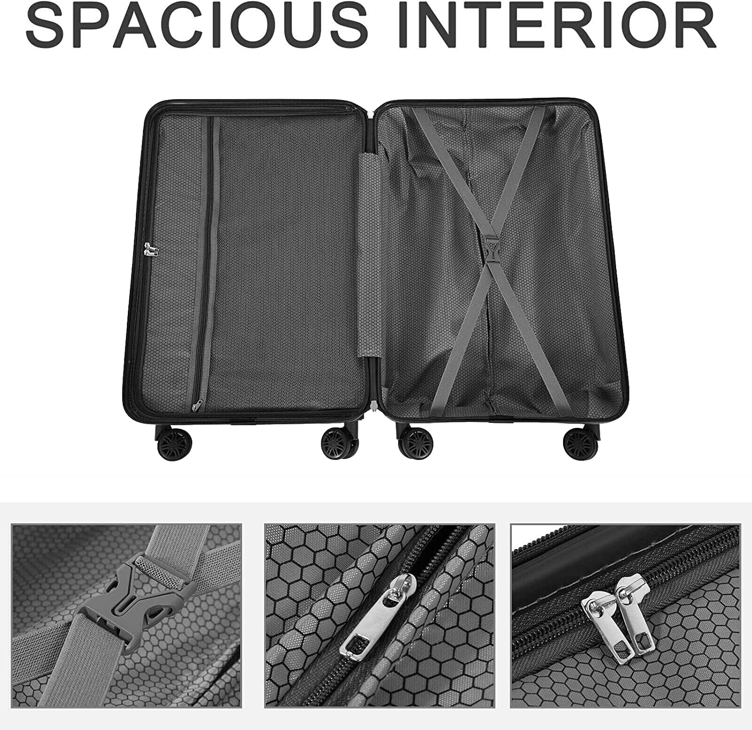 Hikolayae Wave Collection Hardside Spinner Luggage Sets in Slight Mint, 3 Piece - TSA Lock - Image 3