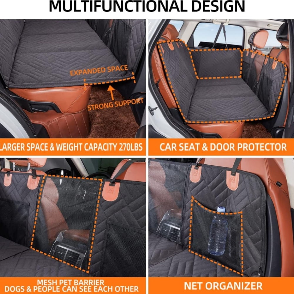 Reyox Dog Car Seat Cover with Hard Bottom, 600D Scratch Proof Nonslip Waterproof Back Seat Extender Holds 400lbs for Car Truck and SUV - Image 8