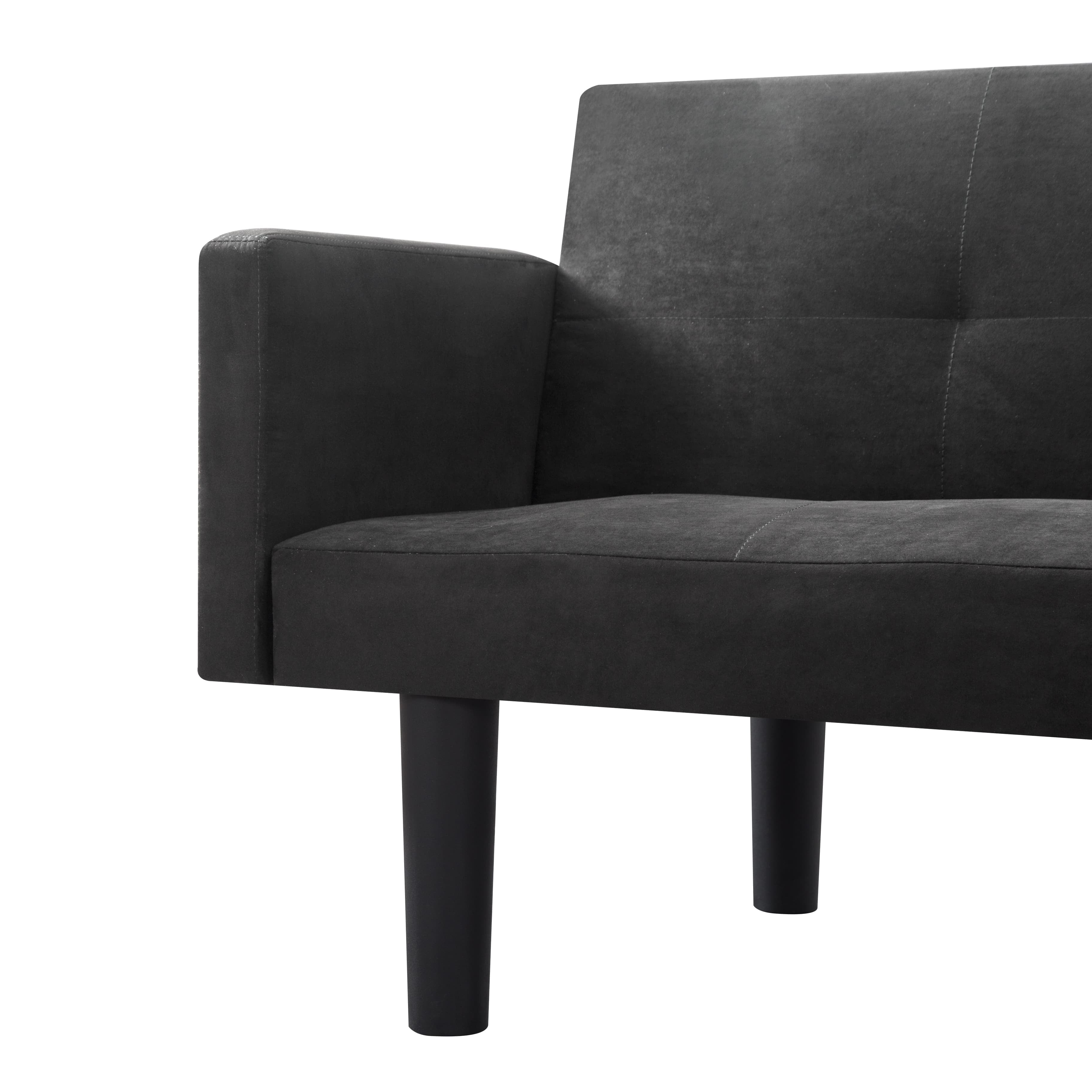 BSHTI 74.8” Futon Sofa Bed,Dark Gray Faux Suede Upholstered,Twin Size Convertible Sofa,3 Adjustable Backrest Positions,Home,Office,and Guest Room - Image 3