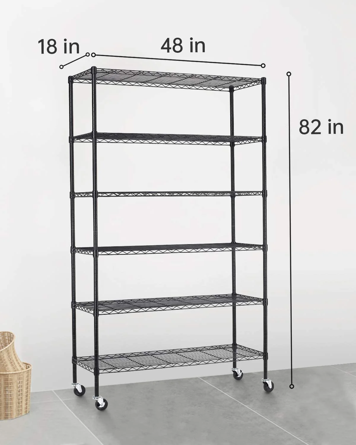 BestOffice 6 Tier Wire Shelving Unit with Wheels 2100lbs Capacity.Adults Can Easily Use it,Black. - Image 2