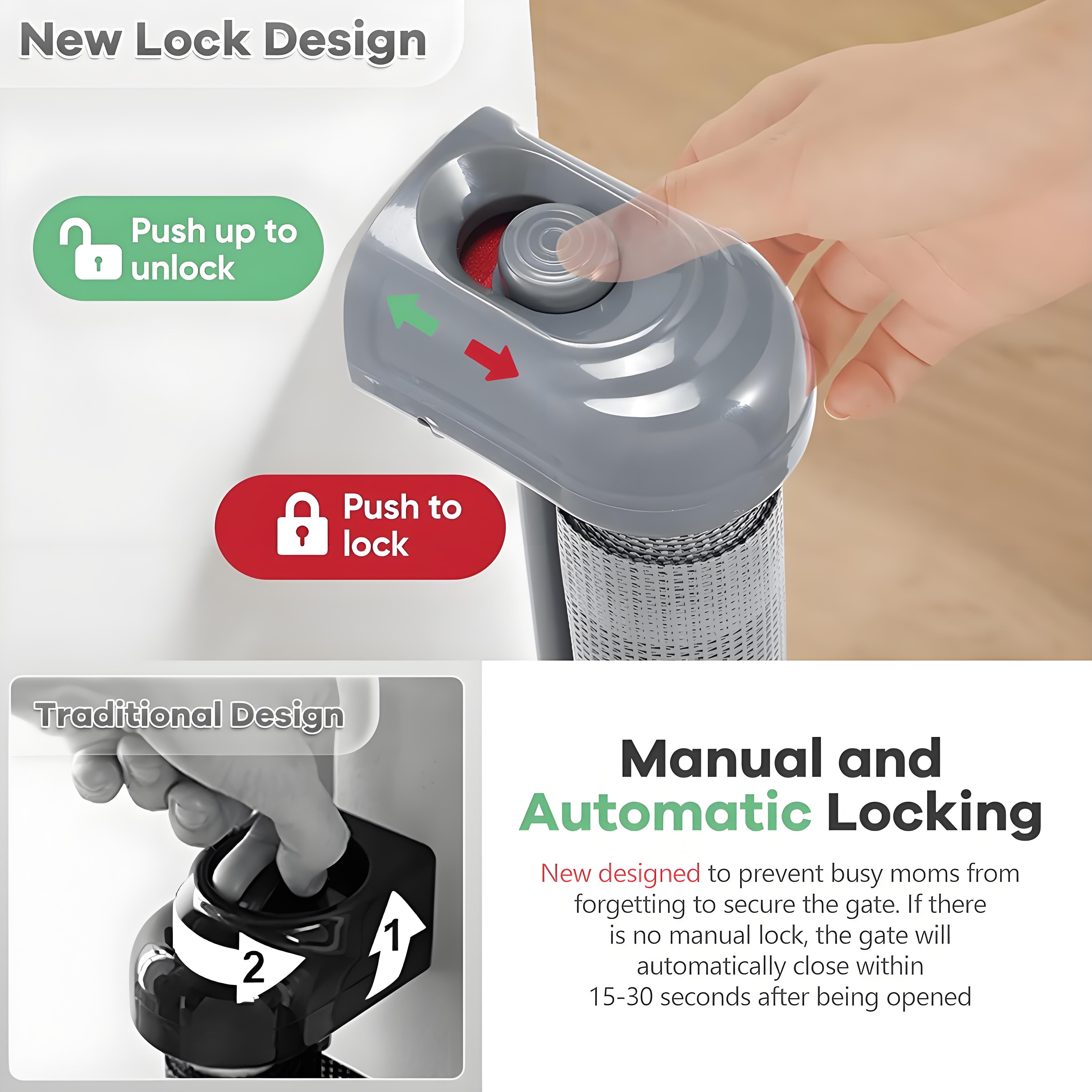 Retractable Baby Gate, POPO 42 inch Extra Tall Baby Gate, 71" Wide Baby Gate Dog Gate for Stair, Doorway, Gray - Image 8