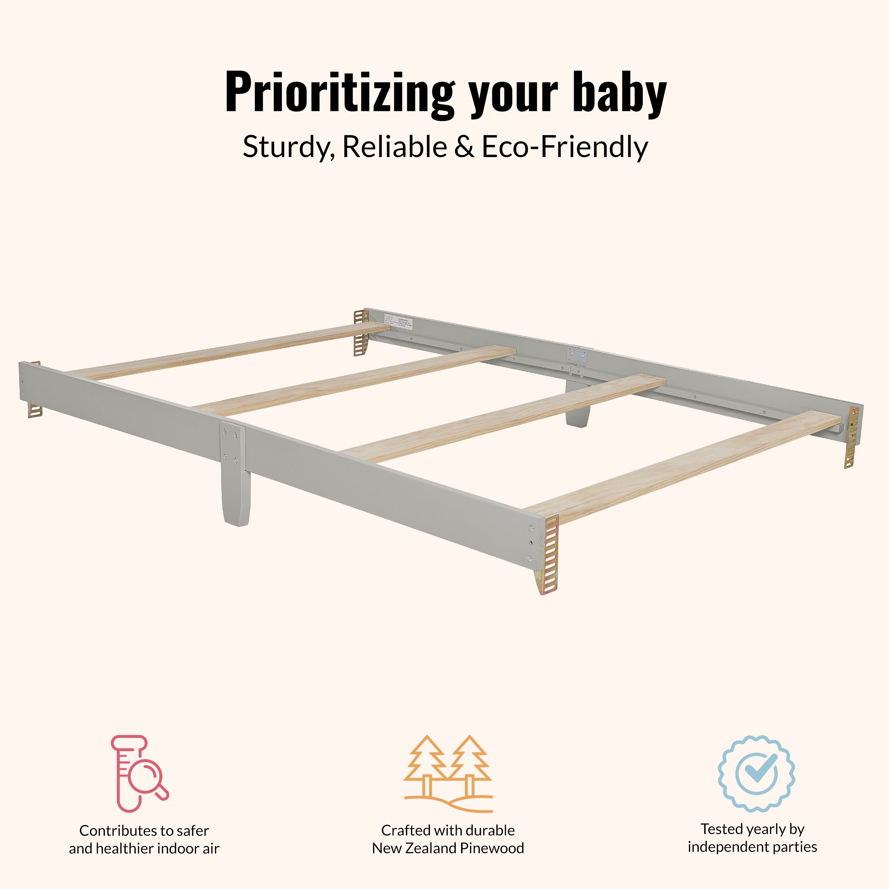 Dream On Me Universal Bed Rail Silver Grey Pearl - Image 3