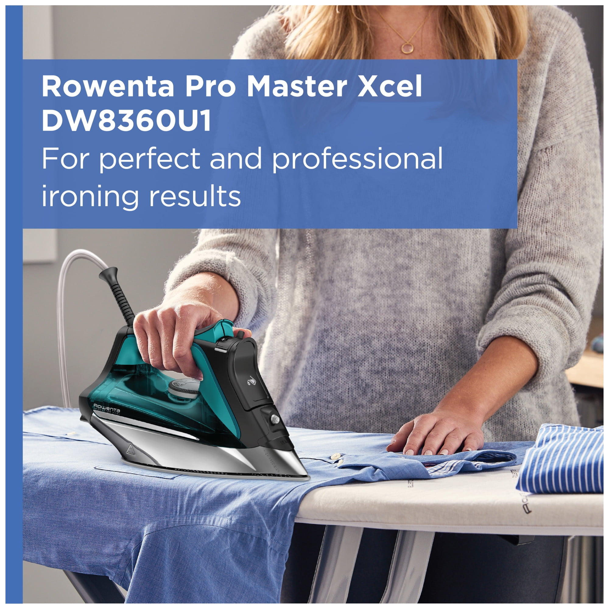 Rowenta Pro Master Iron for Clothes, Stainless Steel Soleplate, 400 Microsteam Holes, 1775 Watts, Black & Green DW8360 - Image 5