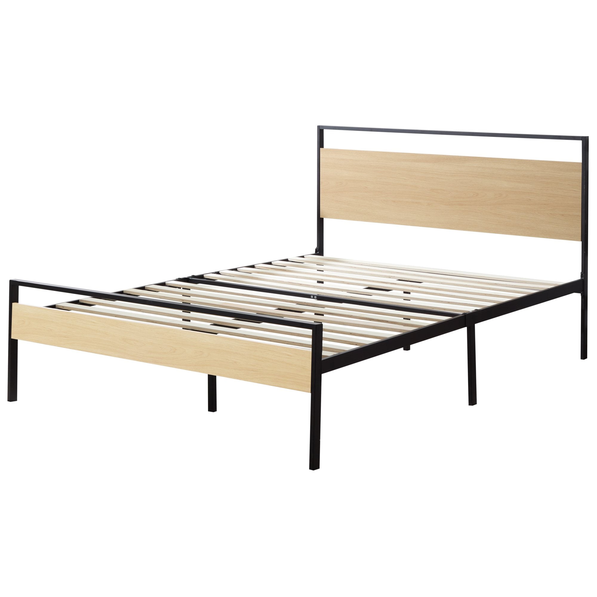 Rest Haven Ashland Metal and Wood Platform Bed, Full, Natural - Image 3