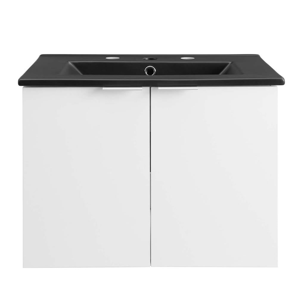 Modway Maybelle Modern Wood Wall-Mount Bathroom Vanity in White/Black - Image 7