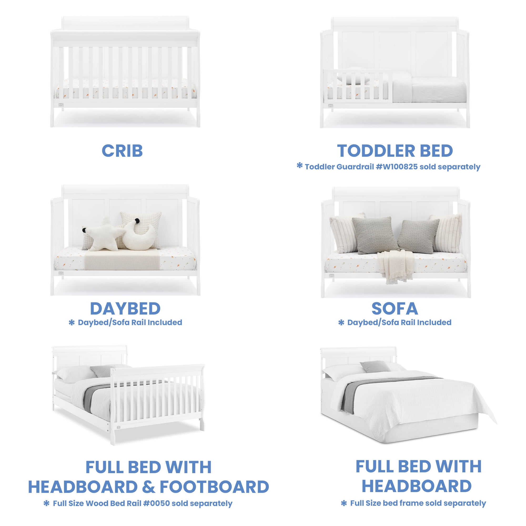 Simmons Kids Carter 6-in-1 Convertible Crib - Greenguard Gold Certified, Bianca White - Image 9