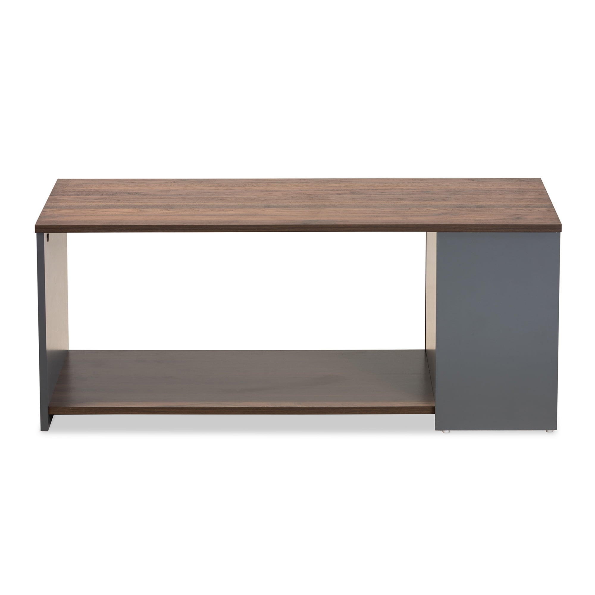Baxton Studio Select Modern MDF Coffee Table with Storage, Walnut Brown/Gray - Image 7