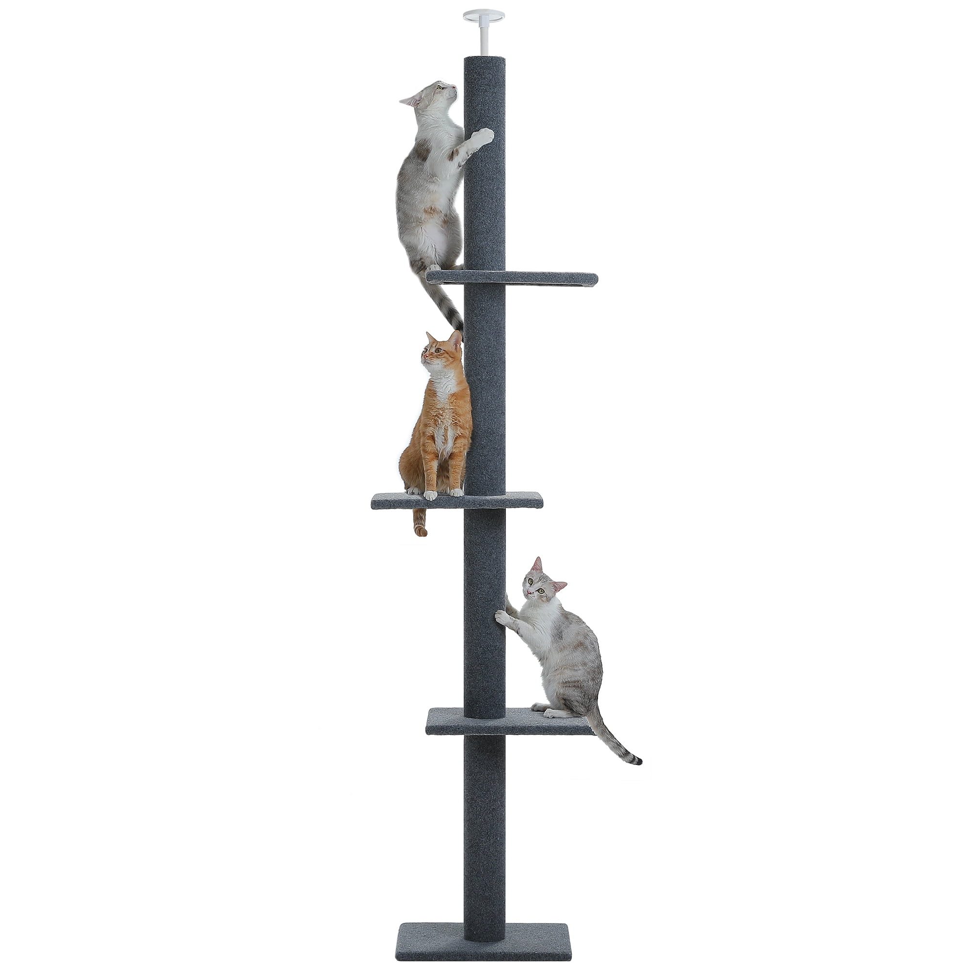 PAWZ Road 90-107" Floor to Ceiling Cat Tree Tower 4 Tier Tall Cat Climbing Posts Adjustable, Gray - Image 13