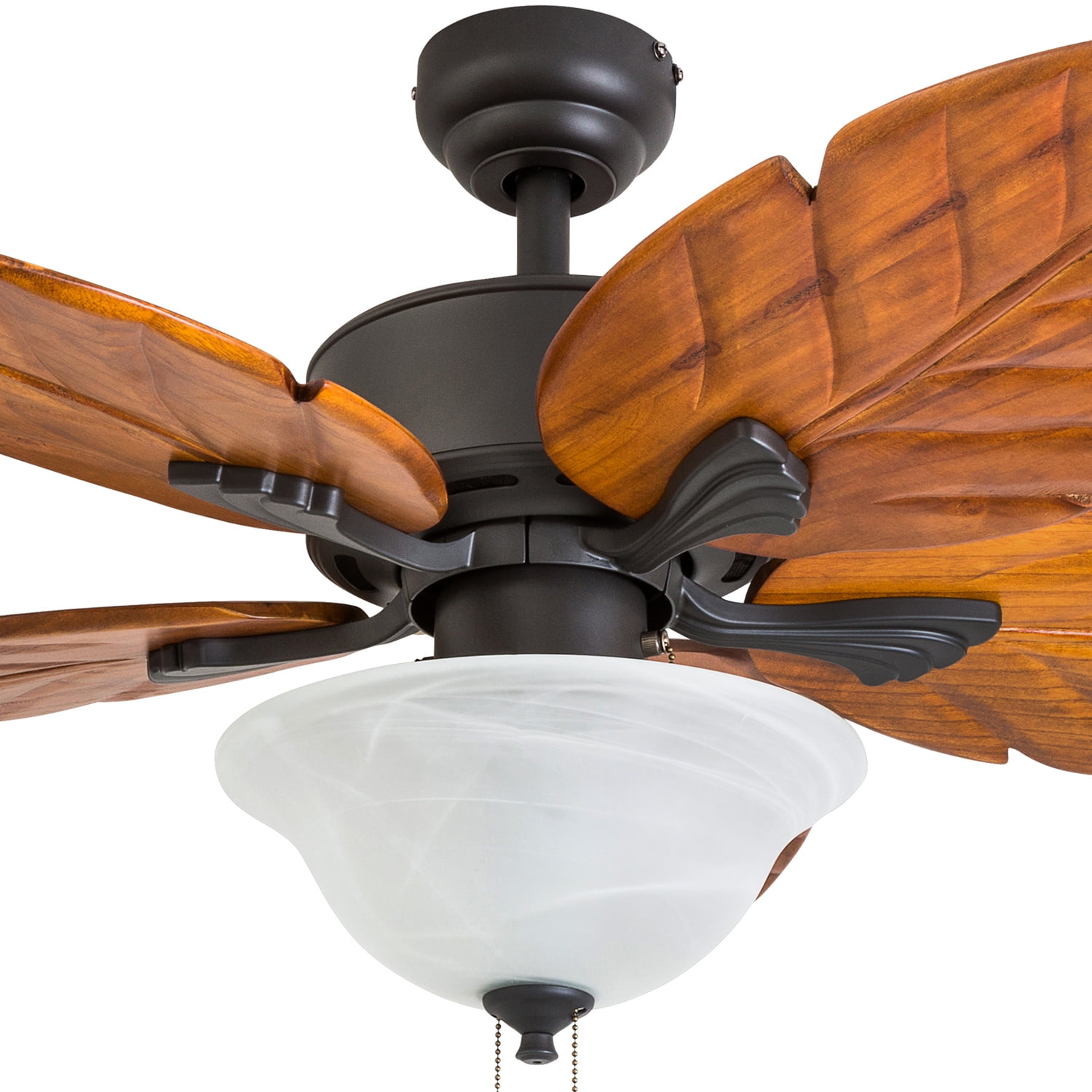 Prominence Home 50676-35 Misty Peak Tropical 52-Inch Aged Bronze Indoor Ceiling Fan, LED Bowl Light with Dark Cherry Hand Carved Wood Blades - Image 5