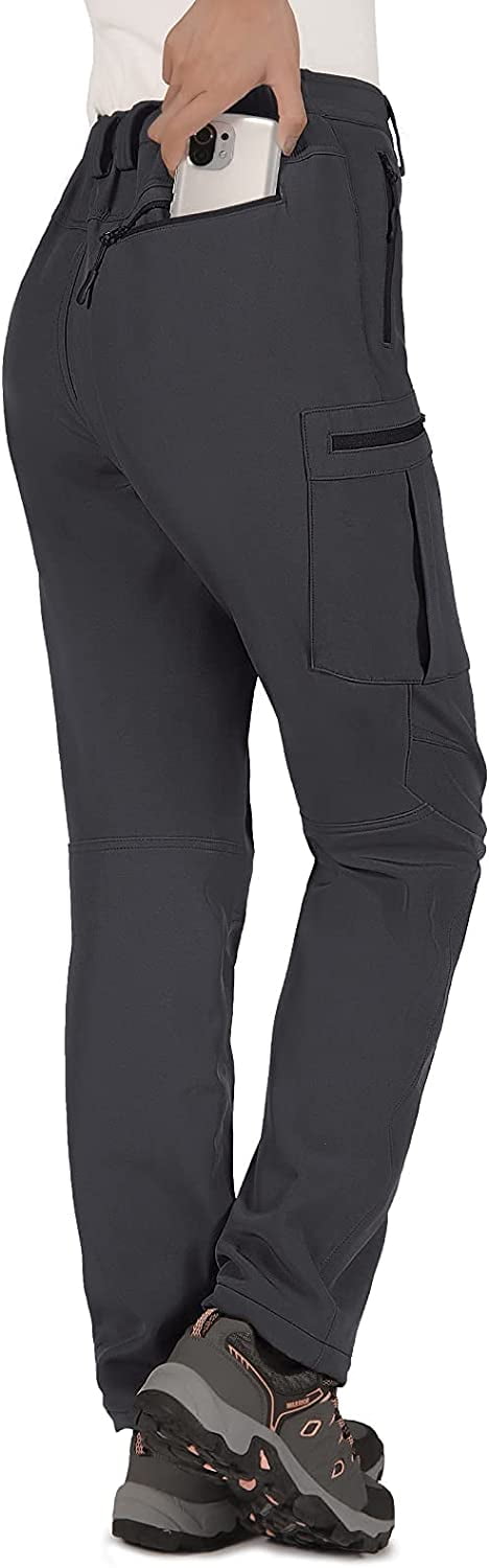 Hiauspor Women's Snow Pants Waterproof Fleece Lined Insulated for Ski Winter Hiking Grey 2XL - Image 7