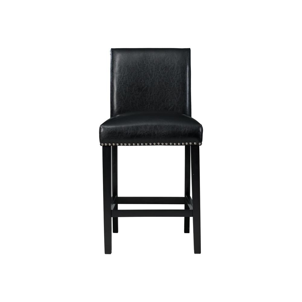 Belen Kox Picket House Furnishings Pia Faux Leather Counter Height Side Chair Set in Black - Image 6