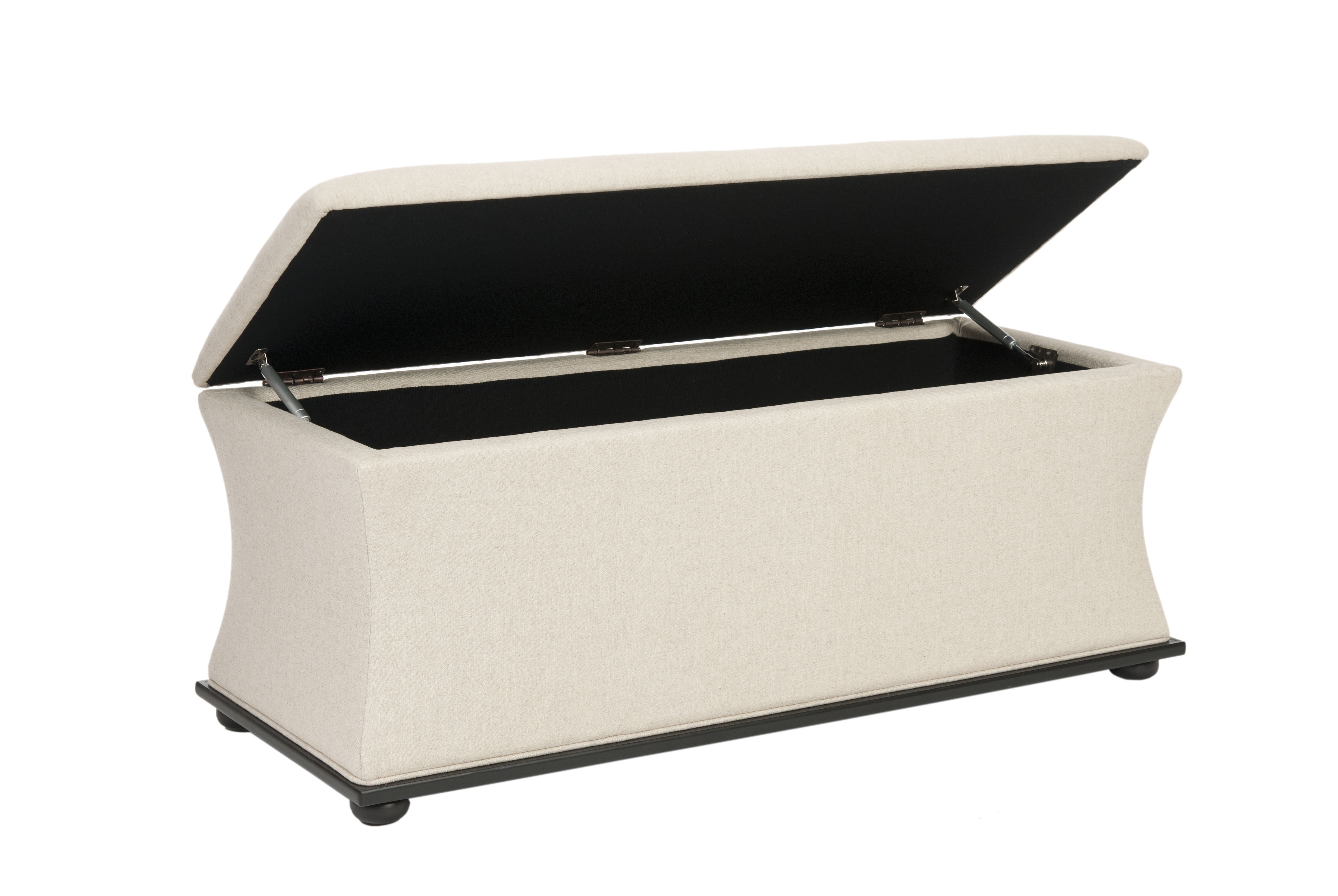 SAFAVIEH Aroura Transitional Glam Flip Top Upholstered Storage Bench, Beige - Image 4