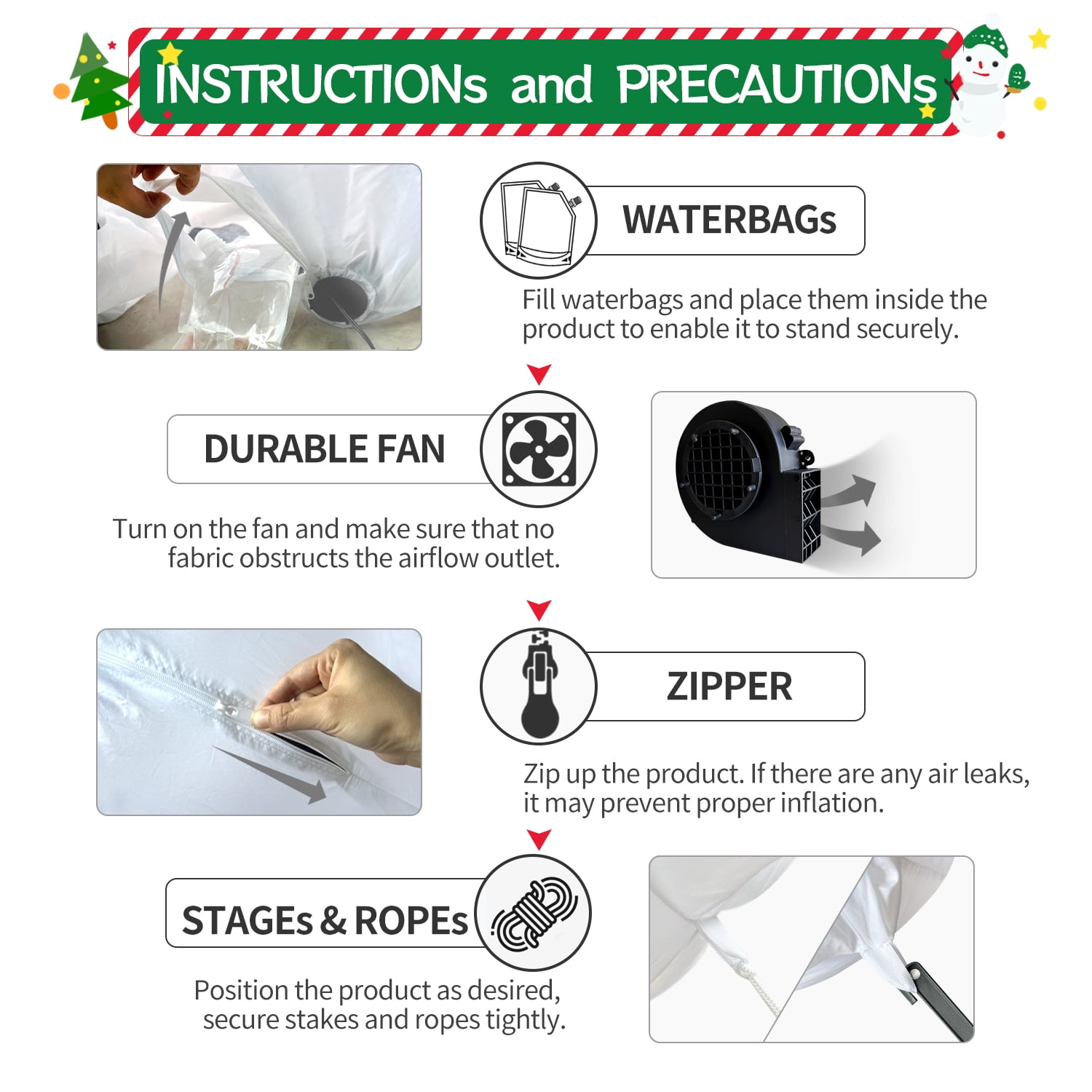 DeeKom 6' Christmas Inflatable Decorations Outdoor Cow, Blow up Cute Animal with LEDs for Yard Lawn Garden Farm Outside - Image 6