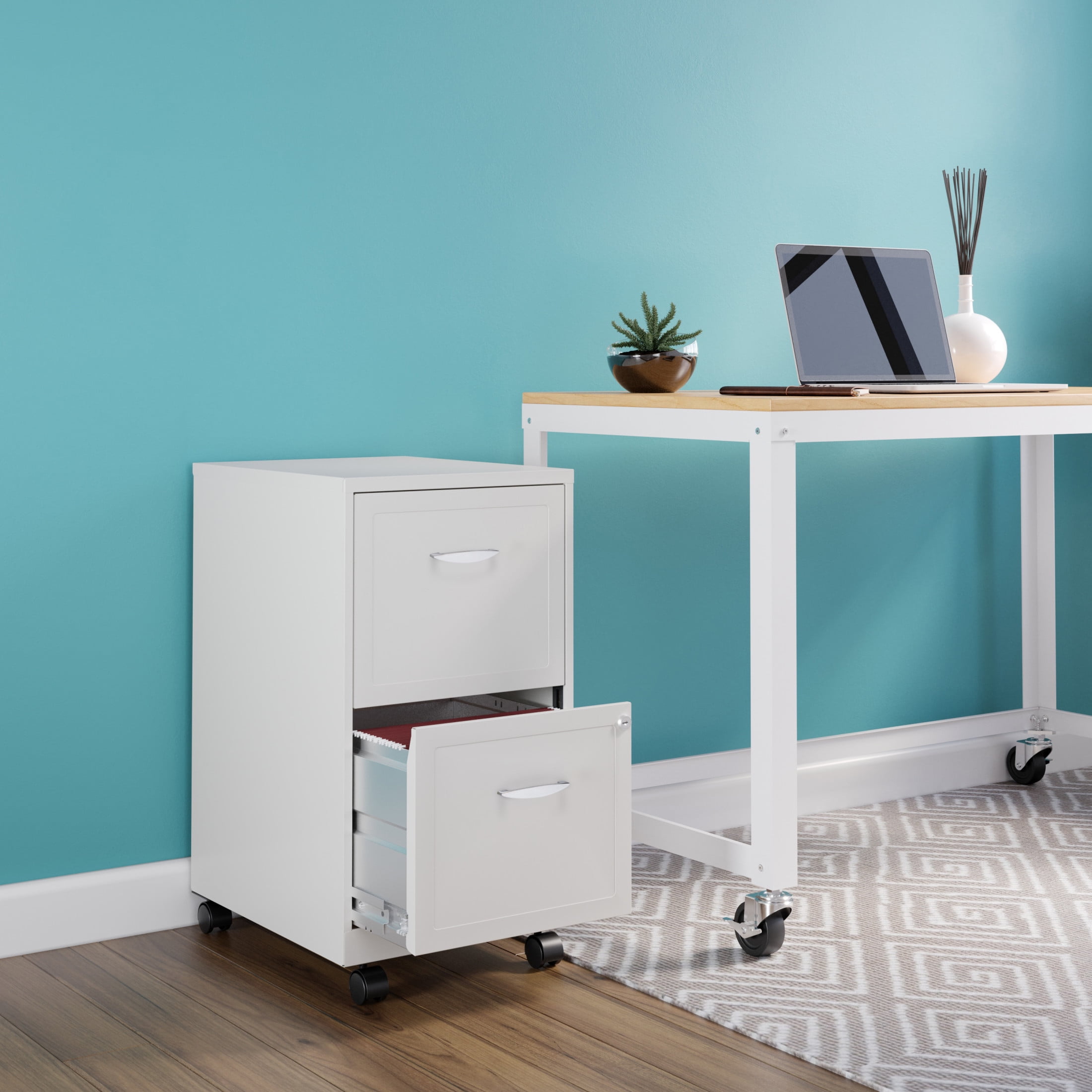 Space Solutions 18" Deep 2 Drawer Mobile Letter Width Vertical File Cabinet, White - Image 8