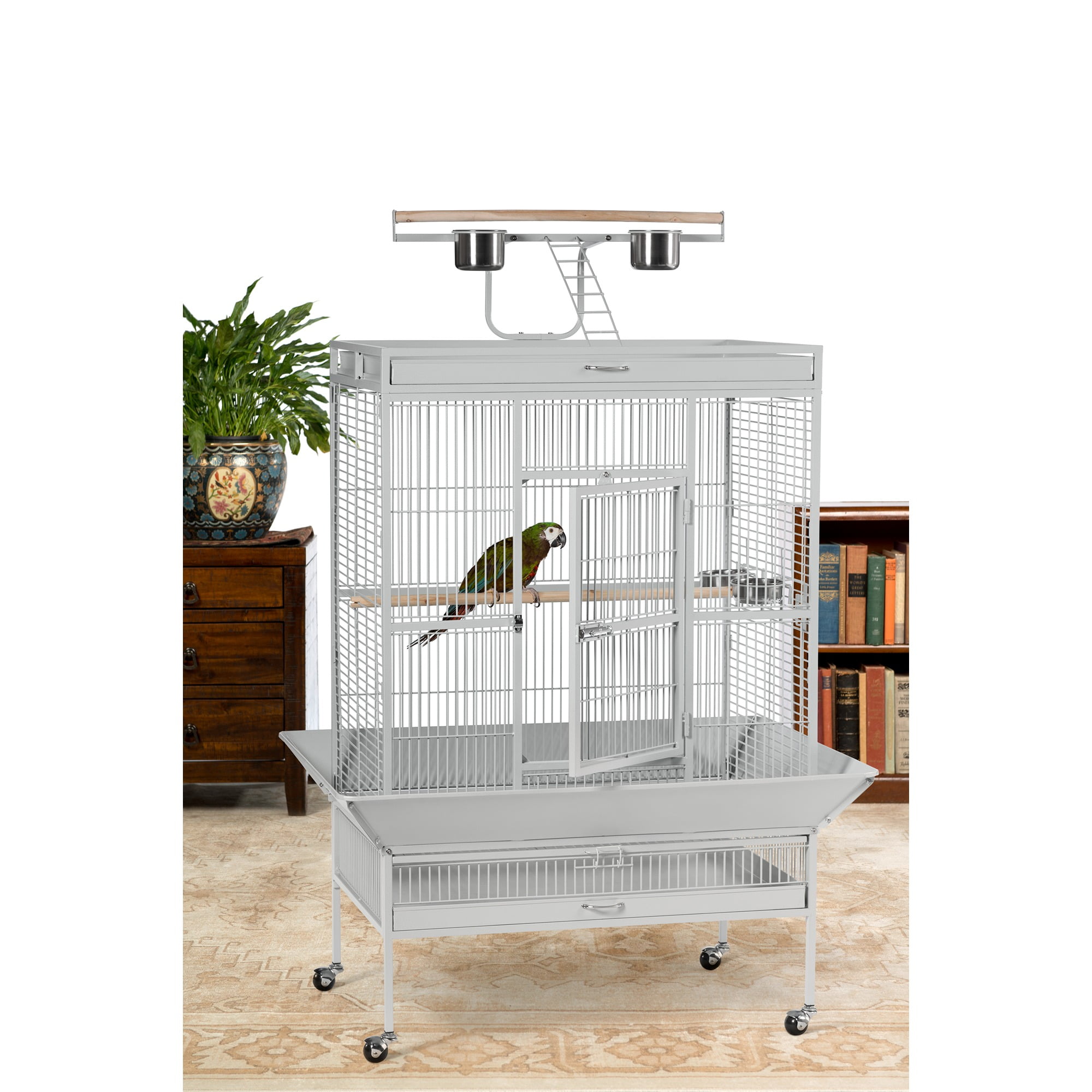 Prevue Pet Products 36" x 24" x 66" Select Wrought Iron Parrot Bird Cage, Pewter - Image 4