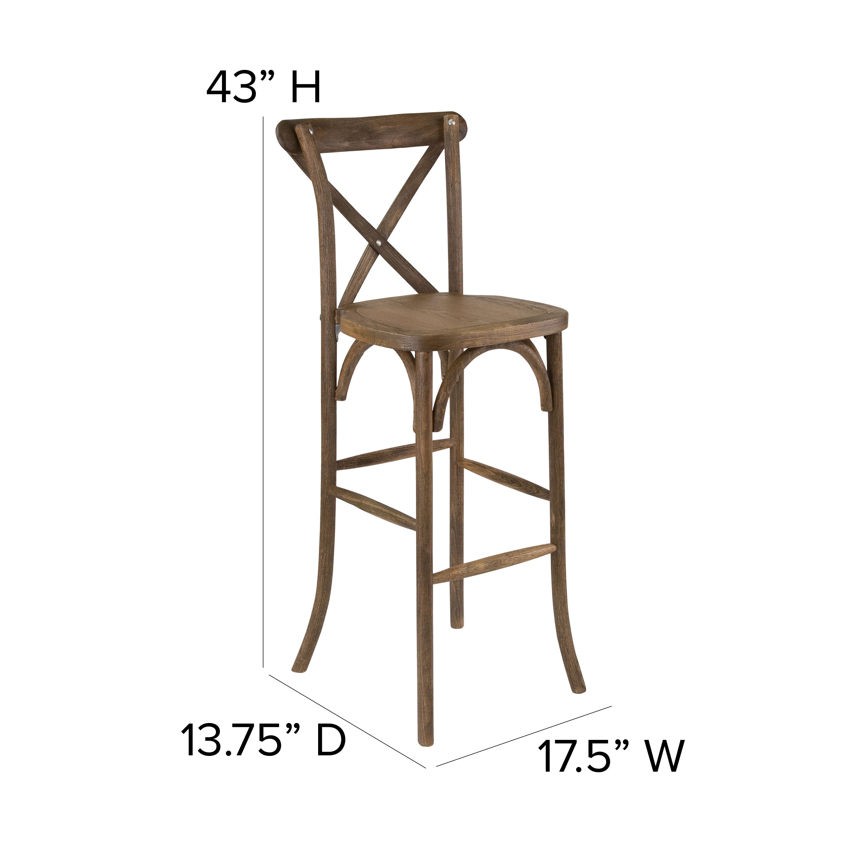 Flash Furniture 2 Pack HERCULES Series Dark Antique Wood Cross Back Barstool - Image 11