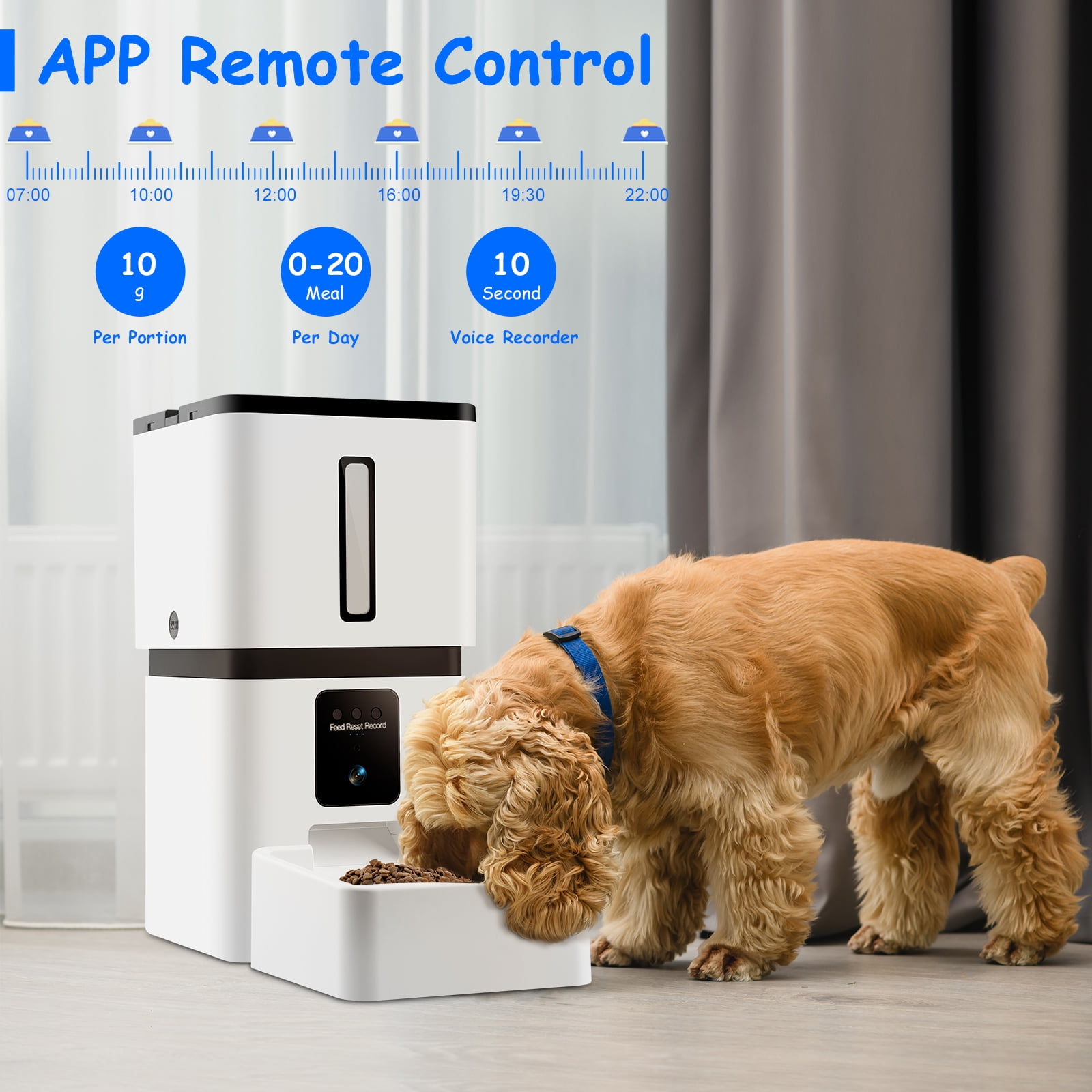 Tovendor Automatic Pet Feeder with 1080P Camera, 8L Large Food Dispenser for pet and dog, 5G WiFi Connect 2-Way Audio APP Control Pet Timer Feeder - Image 3