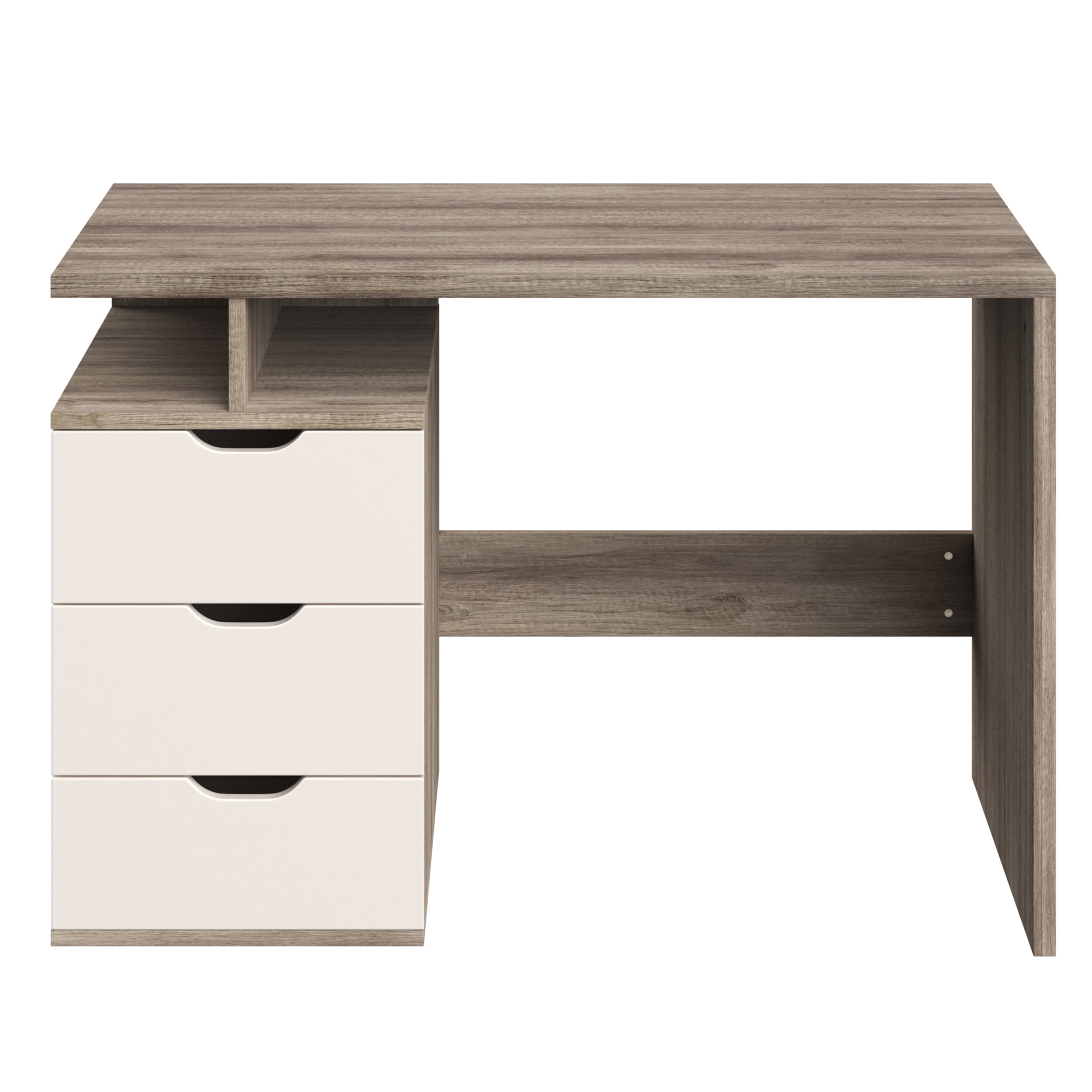 Lavish Home Computer Desk with Attached 3-Drawer File Cabinet (White) - Image 7
