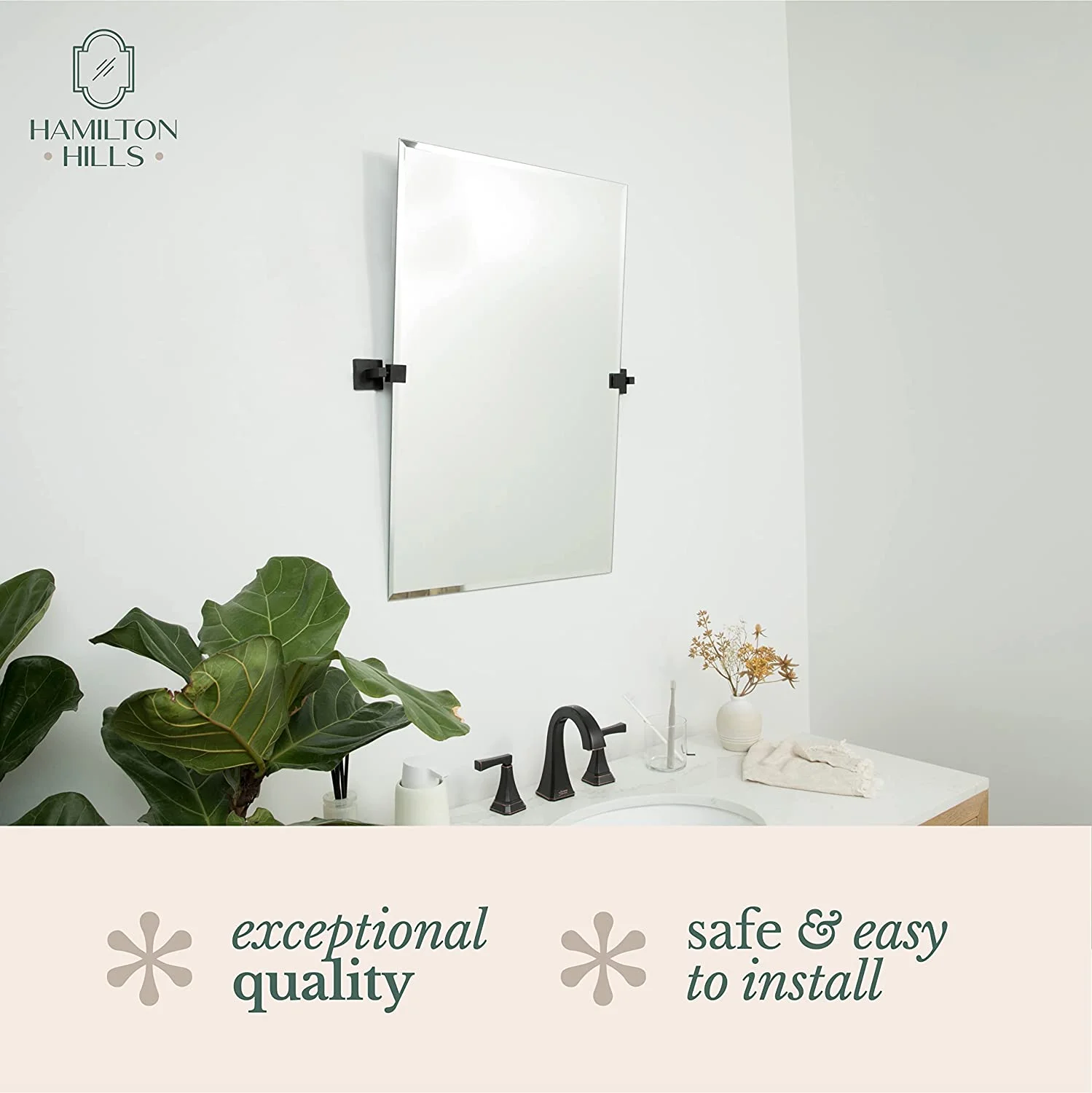 Hamilton Hills 20" X 30" Rectangle Square Black Pivot - Image 3