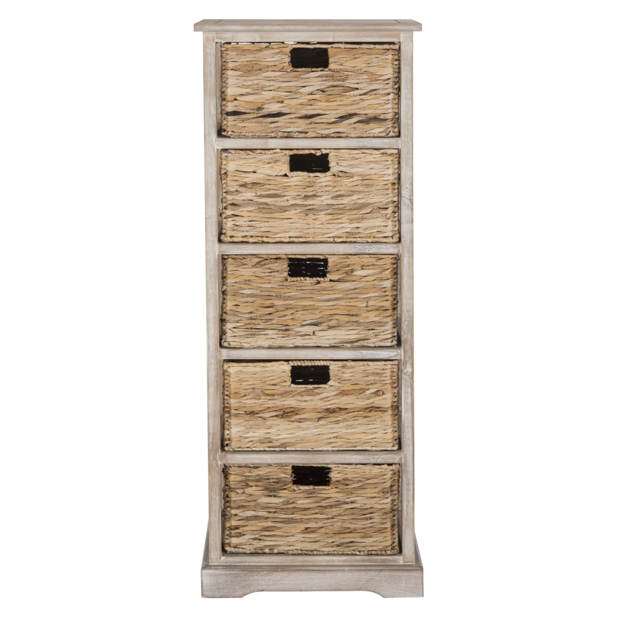 SAFAVIEH Vedette Country Nautical 5 Wicker Basket Storage Tower, Vintage White - Image 3