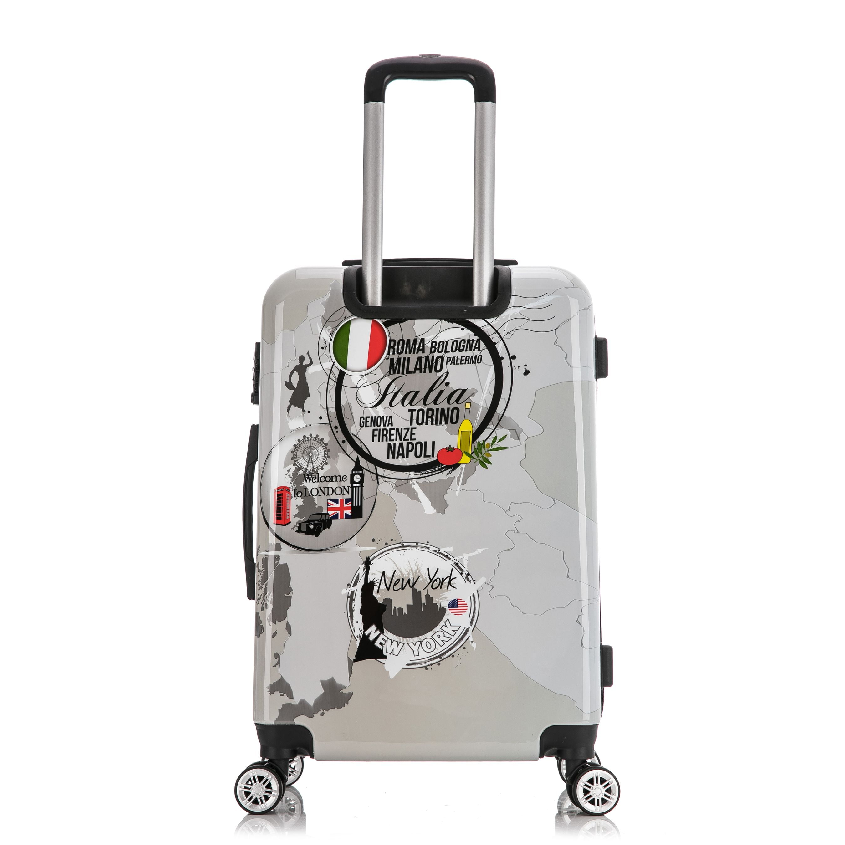 InUSA Print 24" Hardside Checked Luggage with Spinner Wheels, Handle and Trolley, World - Image 6