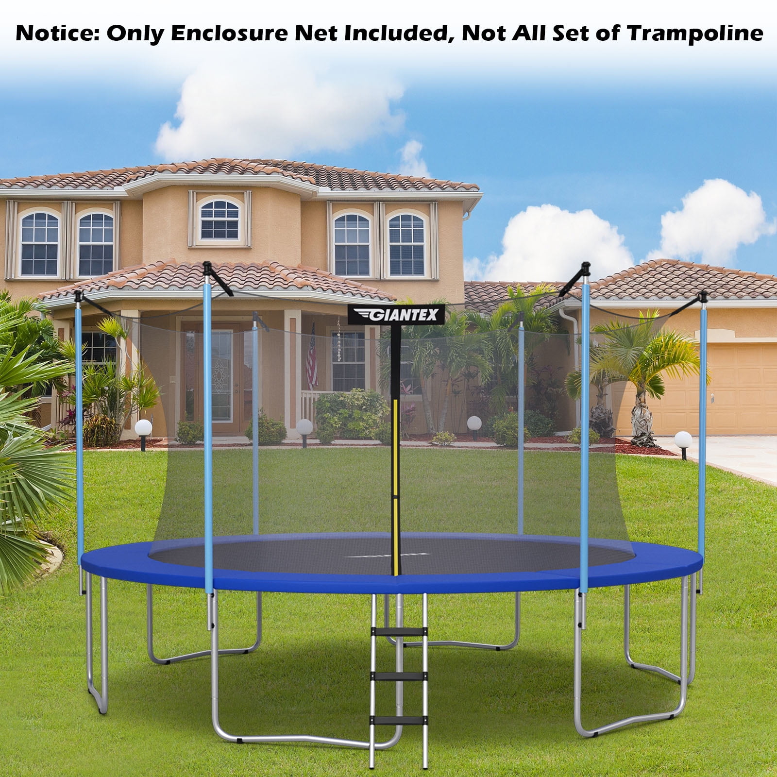 Costway 15FT Trampoline Replacement Safety Enclosure Net Weather-Resistant - Image 6