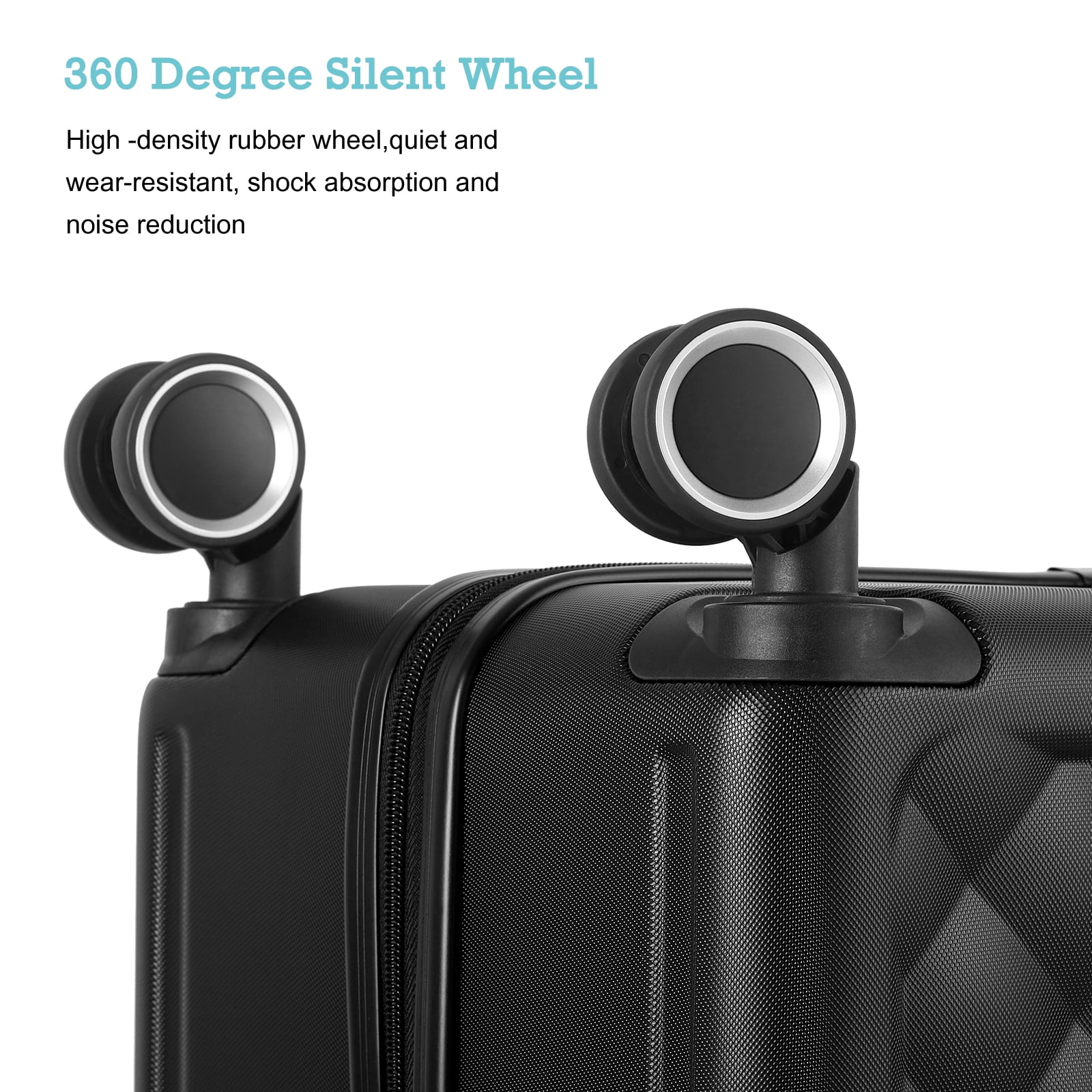 Hikolayae Cottoncandy Collection Hardside Spinner Luggage Sets in Raven Black, 3 Piece - TSA Lock - Image 4