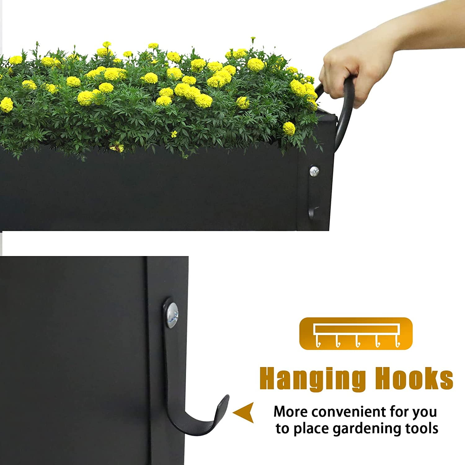 Large Planter Raised Beds with Legs Outdoor Metal Planter Box on Wheels Elevated Garden Bed for Vegetables Flower Herb Patio 40x 11 x 31.5 in - Image 2