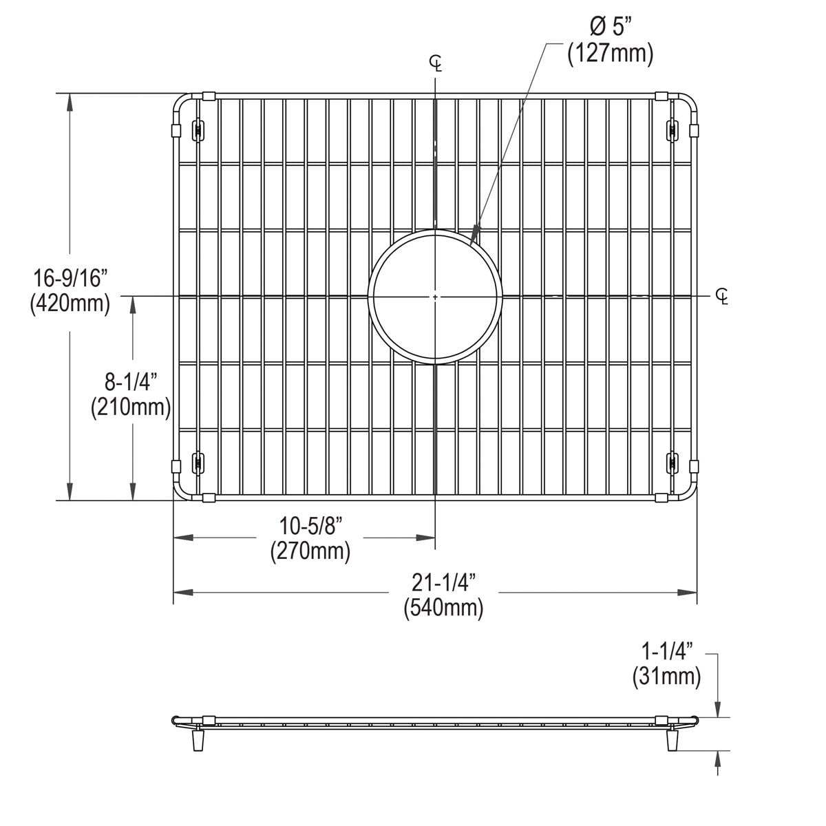 Elkay LKBG2217SS Stainless Steel 21-1/4" x 16-9/16" x 1-3/8" Bottom Grid - Image 2