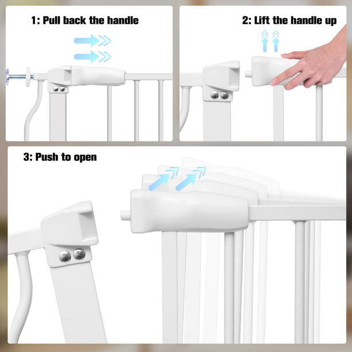 Extra Wide and Tall Baby Gate, Auto-Close and Hold-Open Pet Gates, Easy Walk Thru Indoor Safety Gate with 4 Pack of Pressure Mount Kit, Dog Gates for 29.1" - 43.3" openings - Image 6