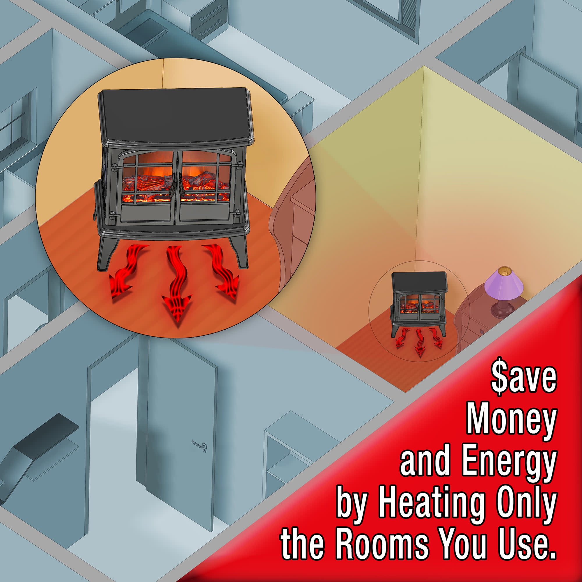 Muskoka EST-425T-10 1000 sq ft Infrared Curved Front Heating Stove, Black - Image 5