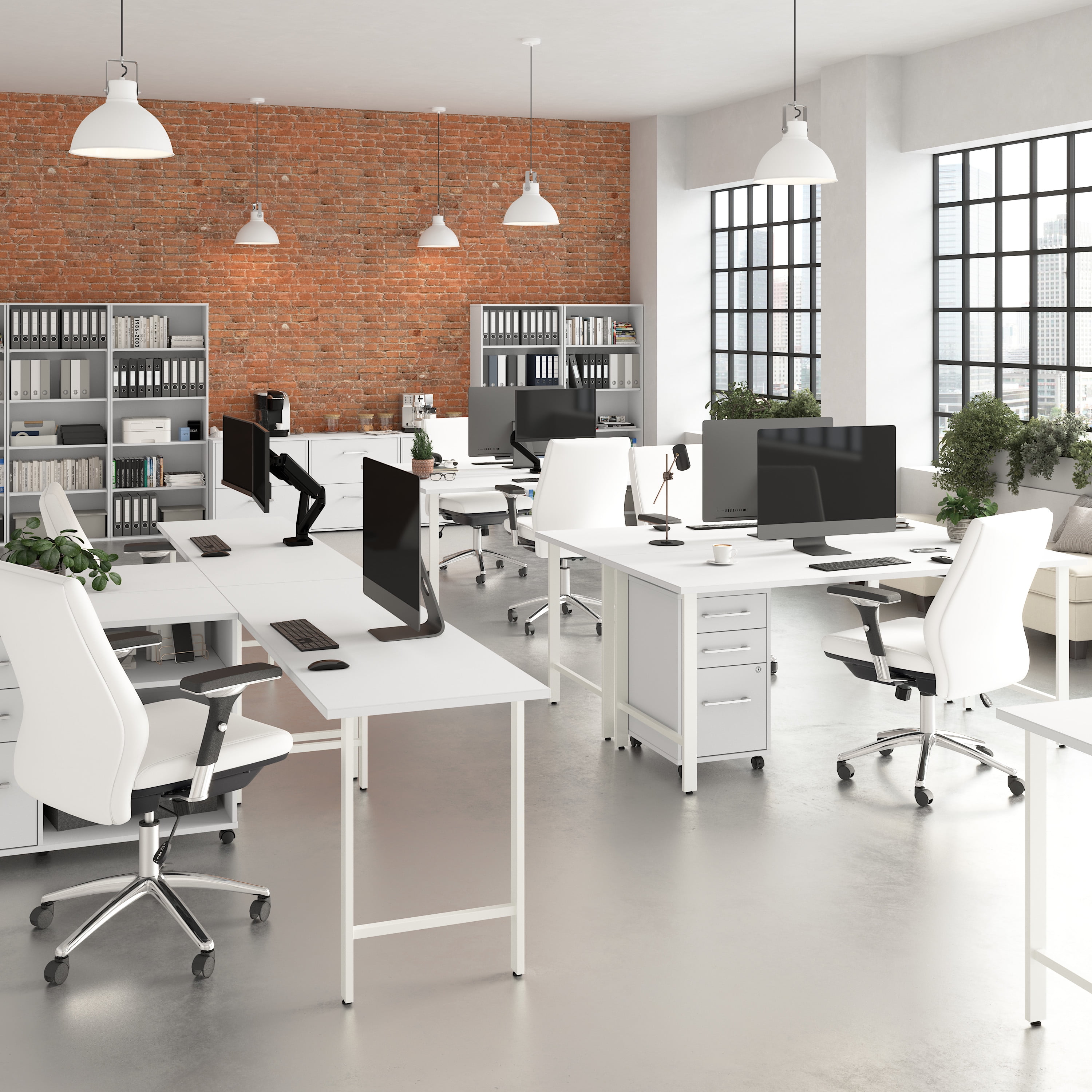 Bush Business Furniture Hustle Tall 5 Shelf Bookcase in White - Image 5