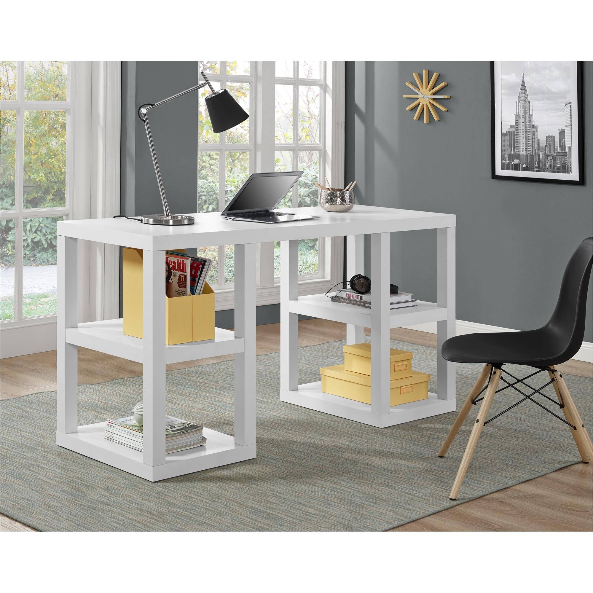 Ameriwood Home Parsons Double Pedestal Computer Desk, White - Image 2