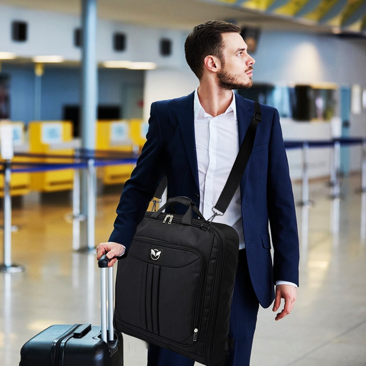 Suit Garment Bag for Travel for Men Women - Suit Case with Shoulder Strap and Rolling Luggage Attachment Point in Black, Perfect for Your Suit - Image 7