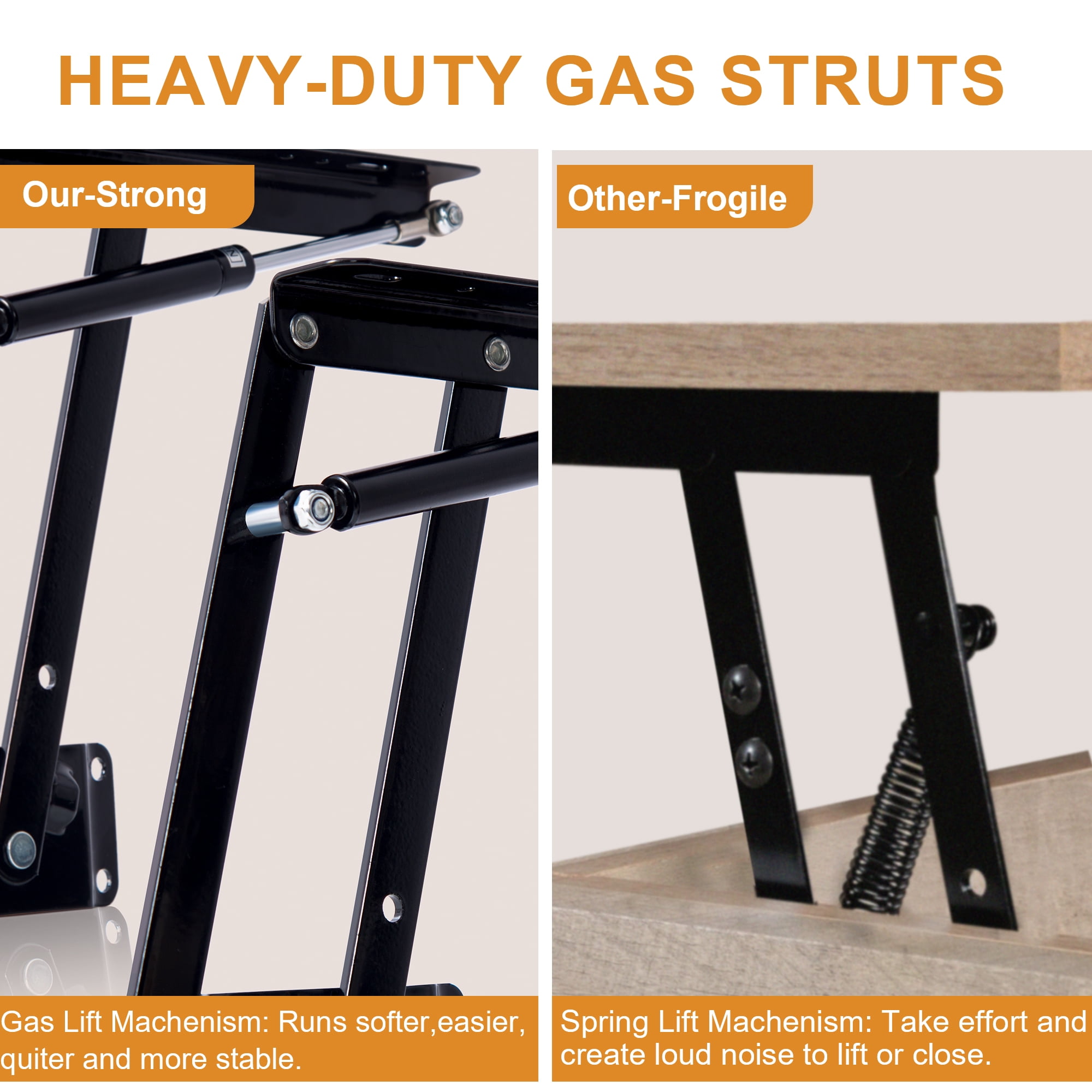 GUNAITO Round Lift Top Small Coffee Table with Storage Modern Farmhouse Center Table with Shelf 2 Tier Circle Table for Living Room Rustic Brown - Image 3