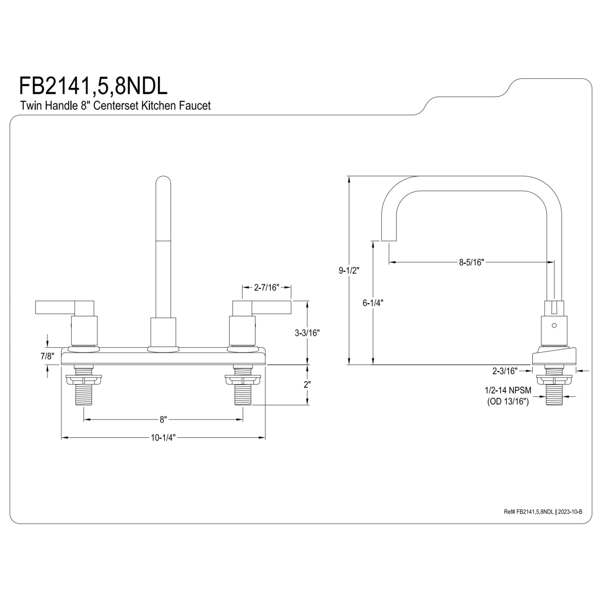 Kingston FB2148NDL NuvoFusion Two-Handle 2-Hole 8" Centerset Kitchen Faucet in Brushed Nickel - Image 3