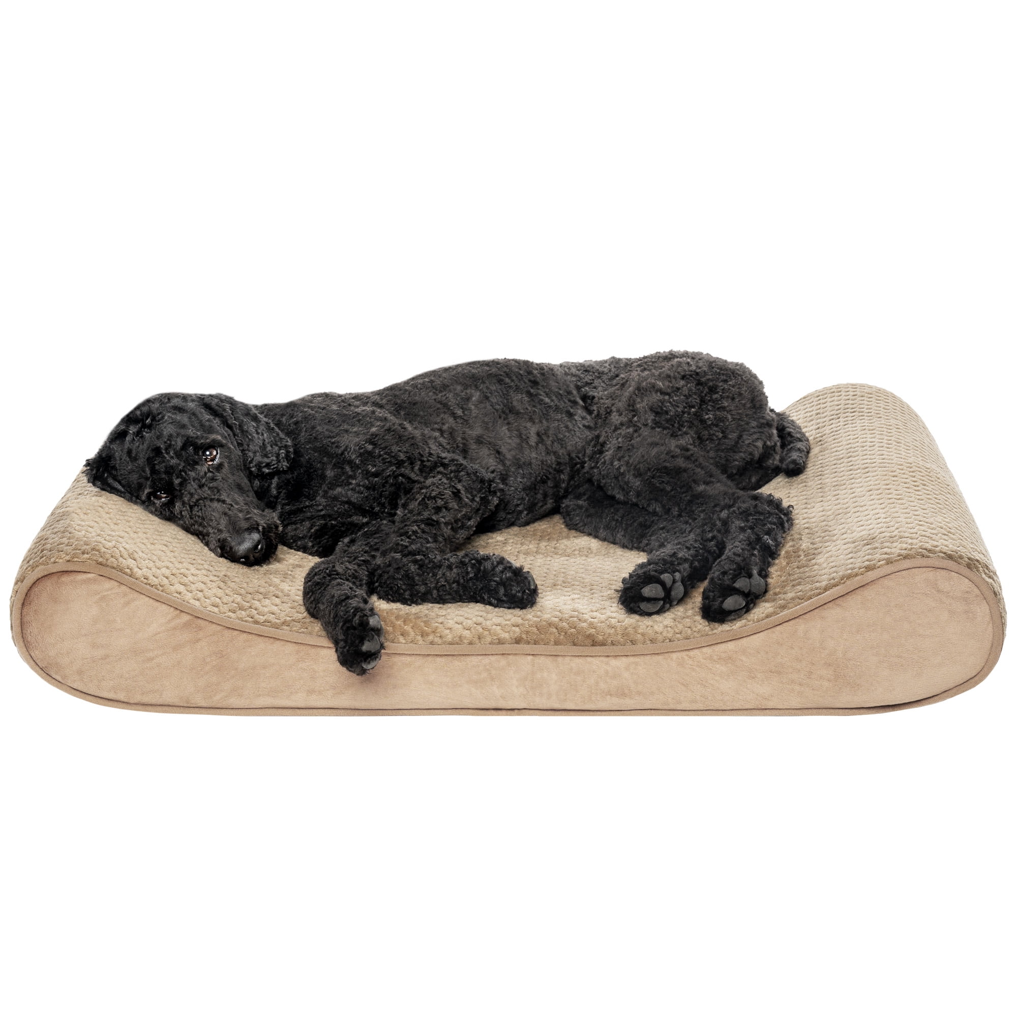 FurHaven Pet Dog Bed | Orthopedic Minky Plush & Velvet Luxe Lounger Pet Bed for Dogs & Cats, Camel, Large - Image 7