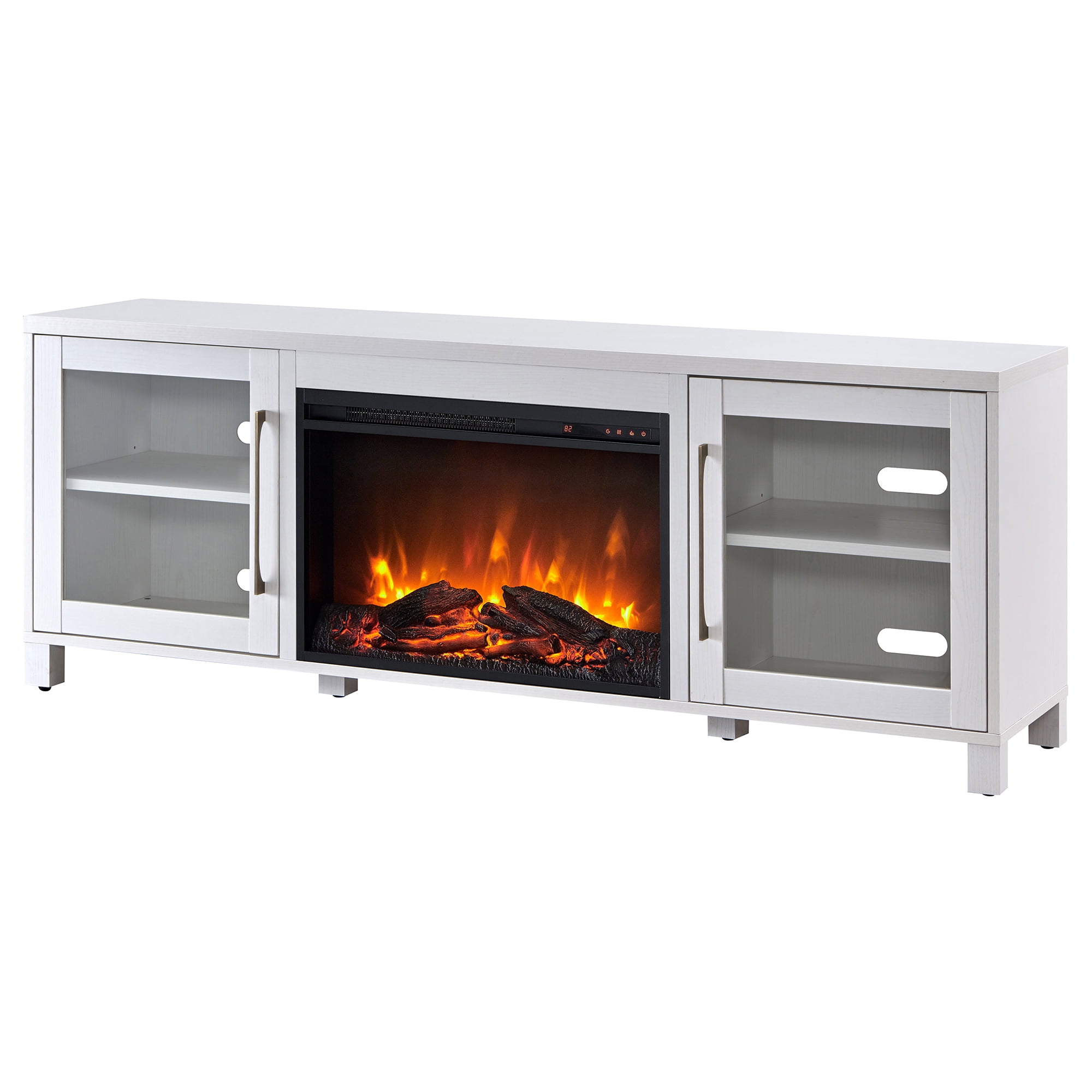 Evelyn&Zoe Quincy Rectangular TV Stand with 26" Log Fireplace for TV's up to 75", White - Image 9