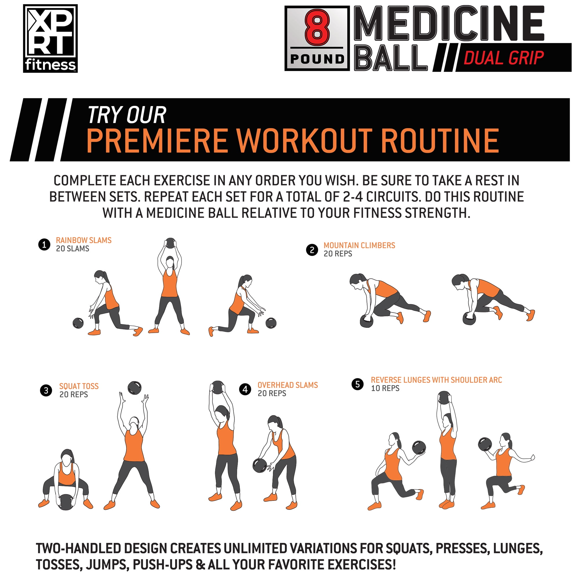 XPRT Fitness Dual Grip Soft Weighted Medicine Ball with Handles, for Strength training, Resistance training, balance and core exercise, 10lbs - Image 5