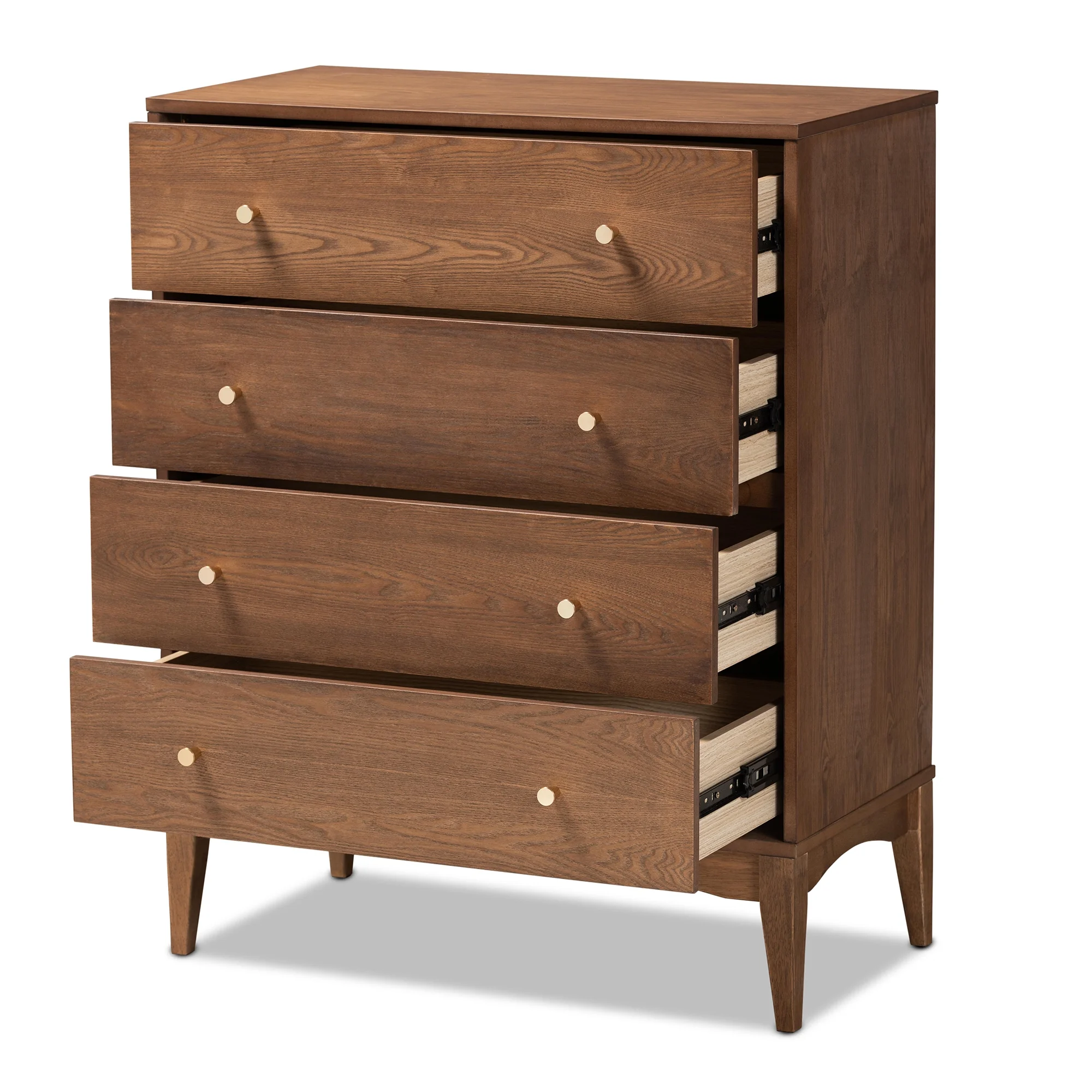 Baxton Studio Landis Mid-Century Modern Ash Walnut Finished Wood 4-Drawer Chest - Image 10